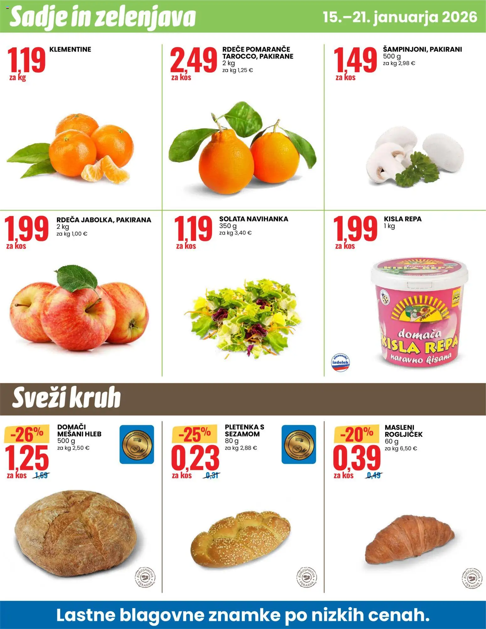 Novi Eurospin katalog ponudbe – veljaven od 15.01.2026 | Stran: 12 | Izdelki: Kos, Kruh, Pomarance, Sadje