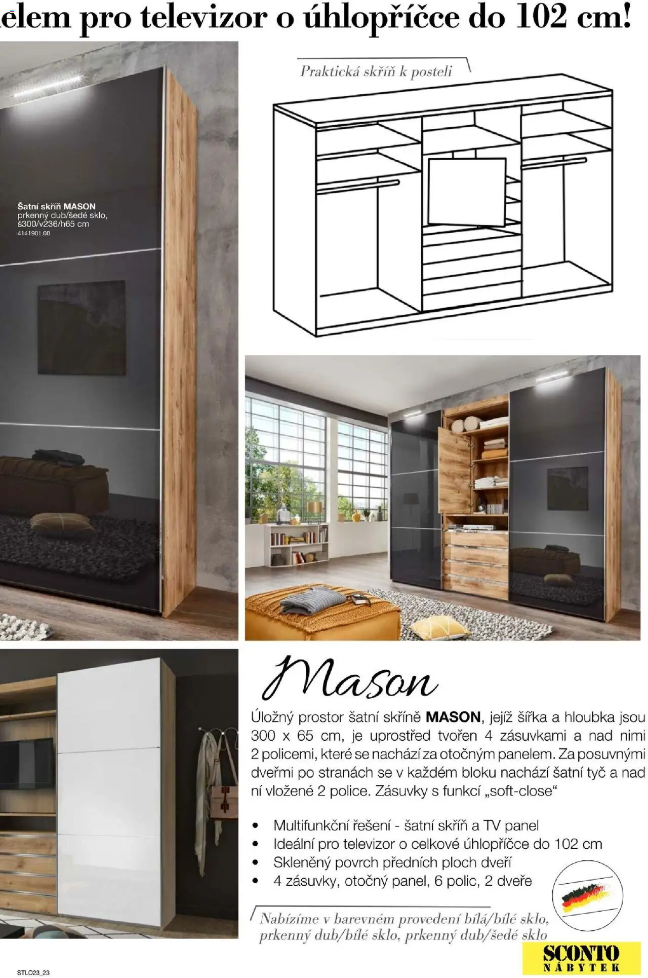 Sconto nábytek katalog - Ložnice od 01.01.2025 | Strana: 23 | Produkty: Televizor, Skříně, Nábytek, Šatní skříně