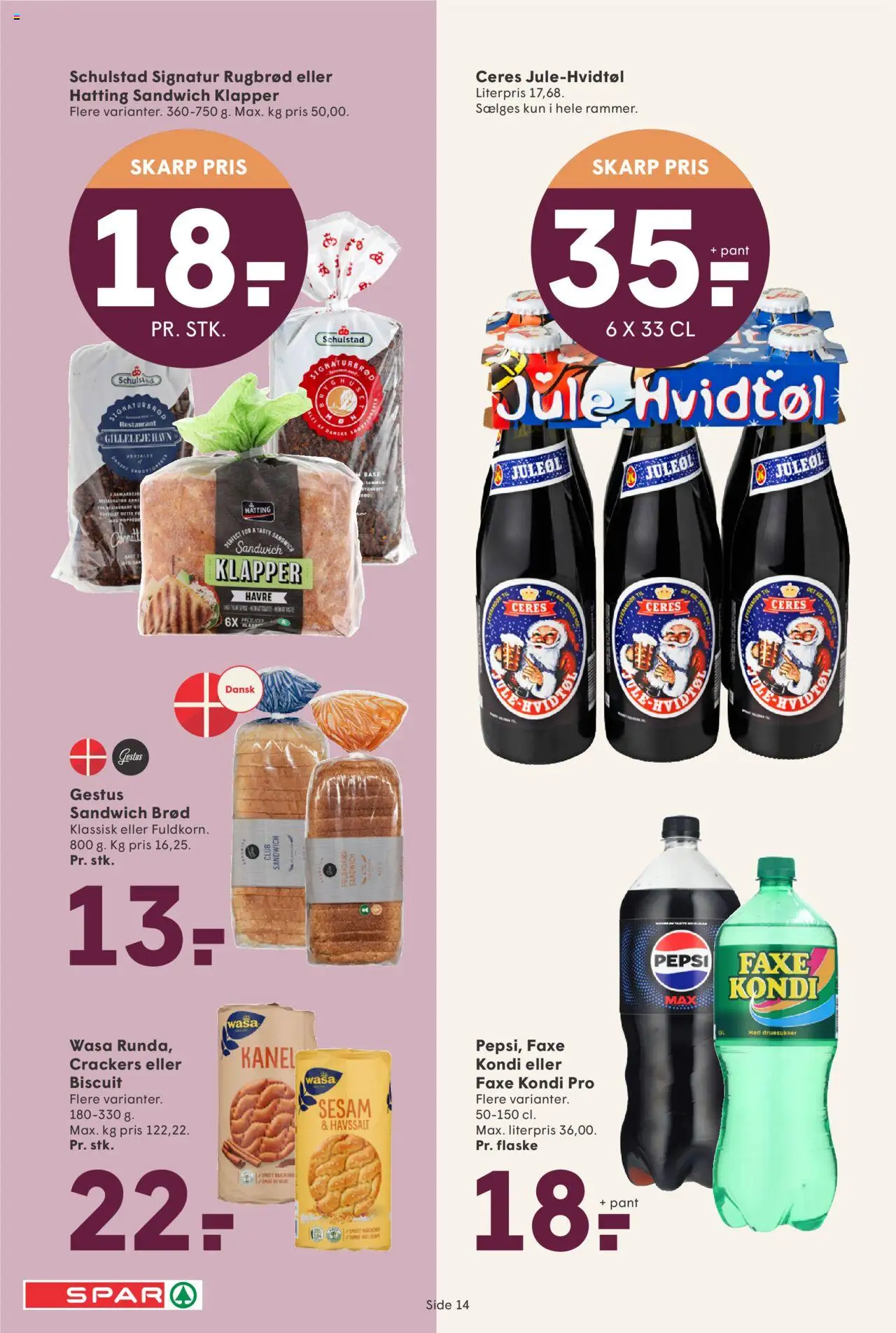 Spar tilbudsavis – gyldig fra 10.10.2025 | Side: 14 | Produkter: Kanel, Faxe Kondi, Rugbrød, Pepsi