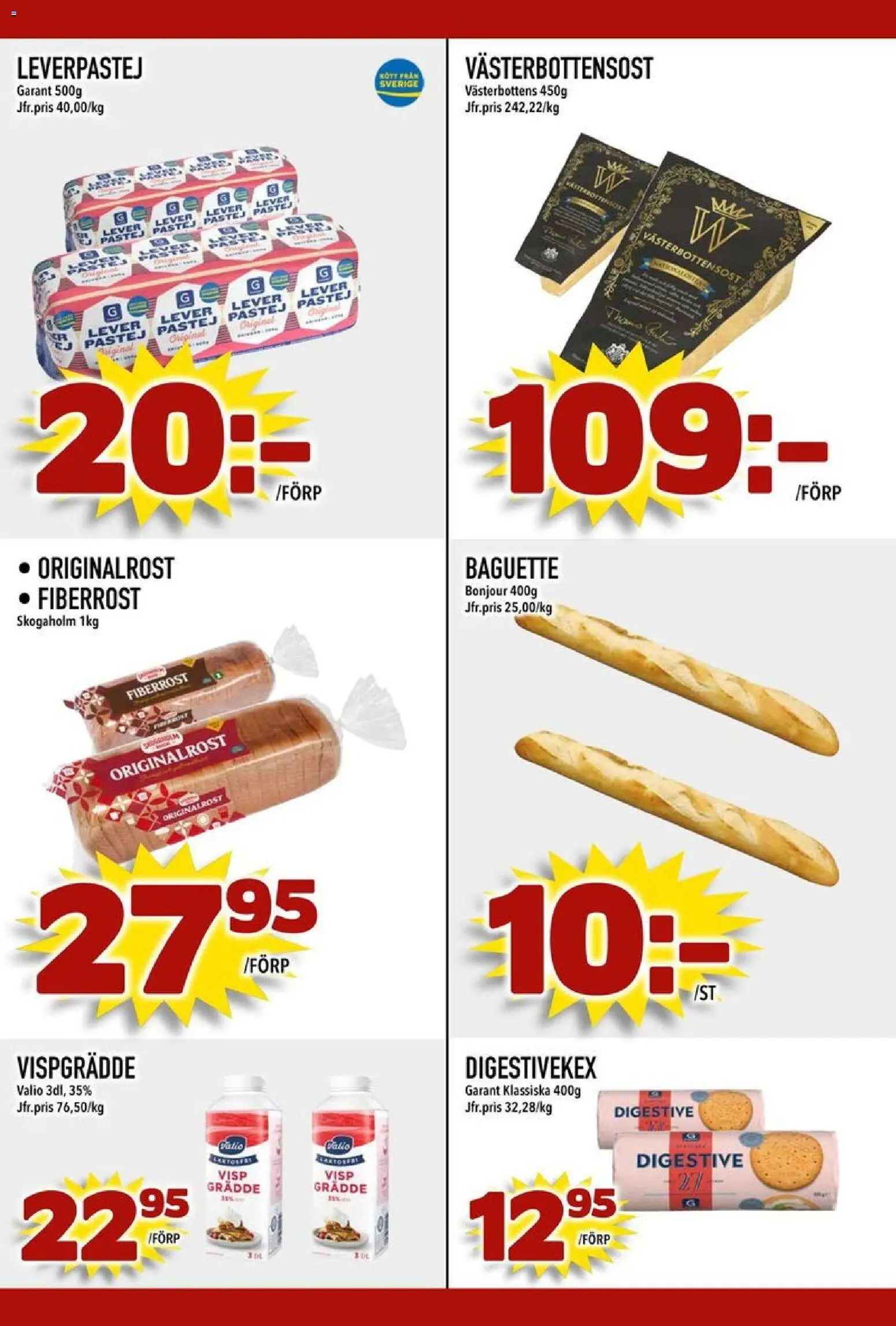 Din Mat reklamblad aktuell från 22.12.2025 | Sida: 6 | Produkter: Baguette, Digestive, Leverpastej, Vispgrädde