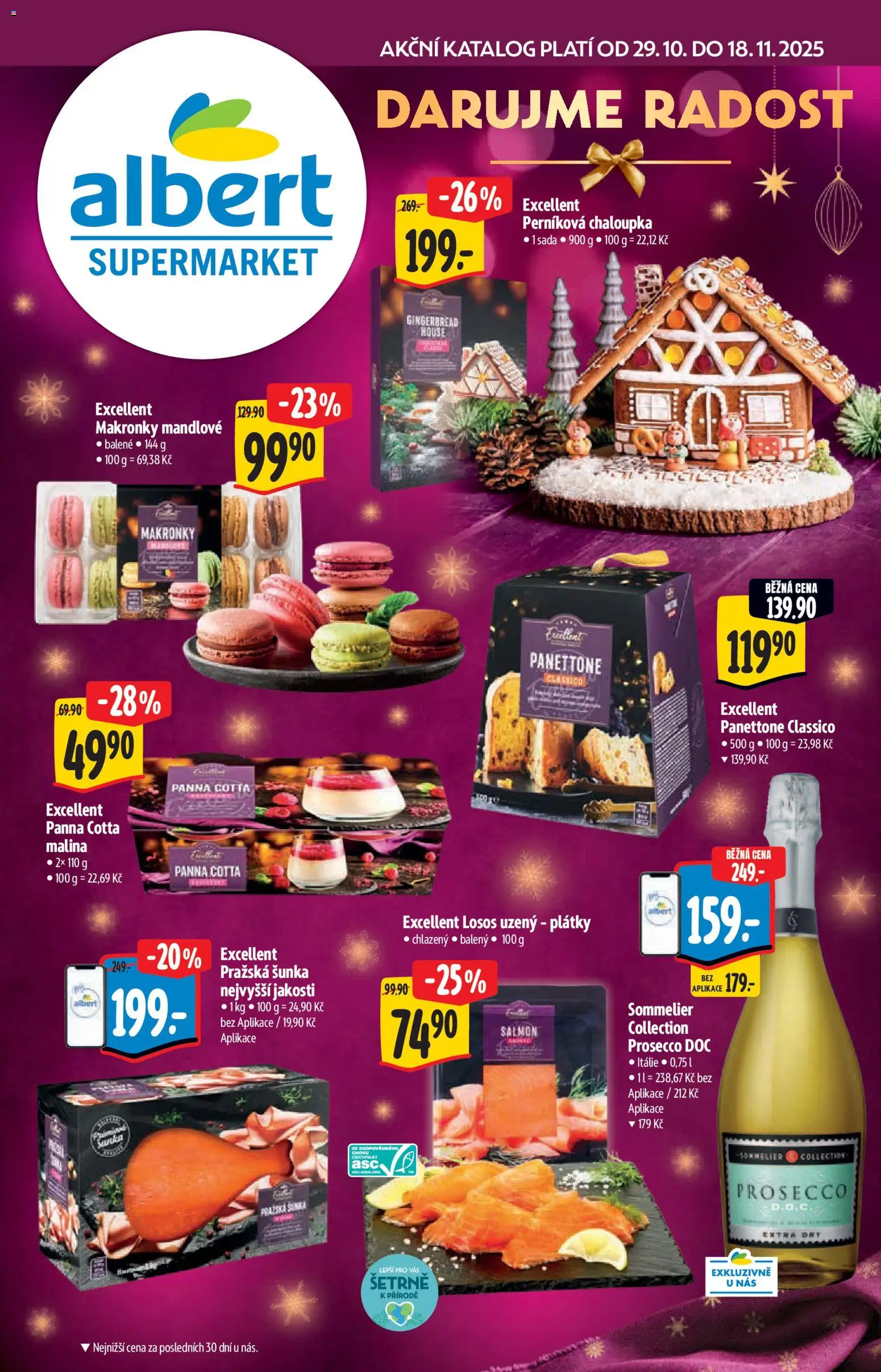Albert katalog - Supermarket od 29.10.2025 | Strana: 1 | Produkty: Prosecco, Makronky, Panna cotta, Prosecco DOC