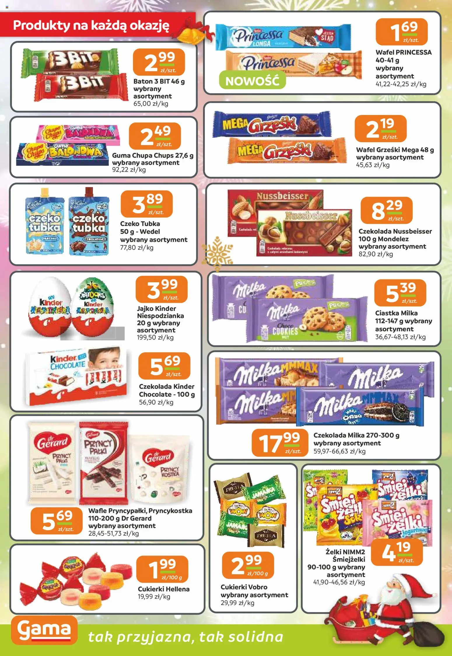 Gama Gazetka od 27.11.2025 | Strona: 8 | Produkty: Kinder jajko, Baton, Żelki, Cukierki