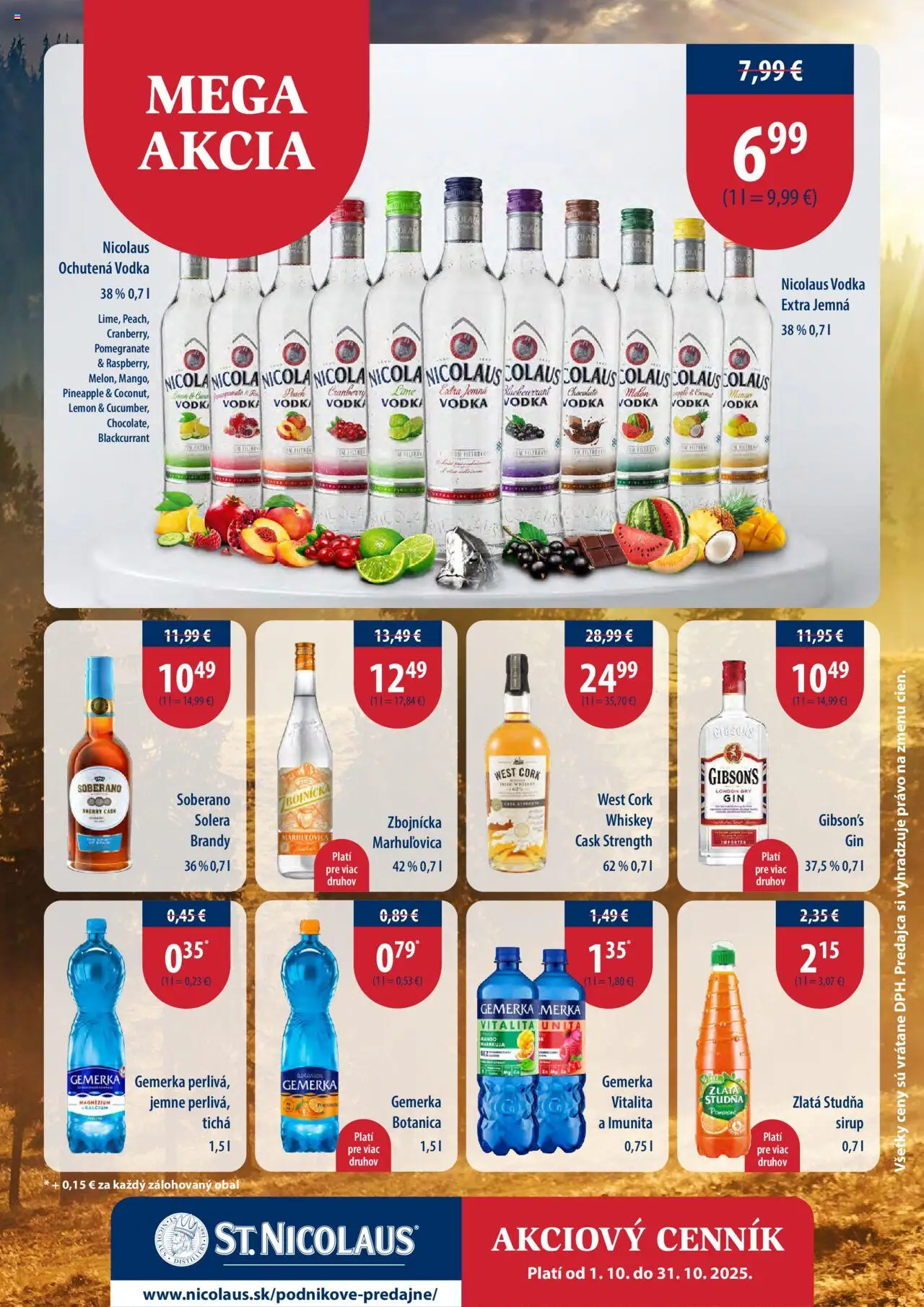 Nové St. Nicolaus akcie – leták je platný od 01.10.2025 | Strana: 6 | Produkty: Brandy, Vodka, Gemerka, Nicolaus vodka
