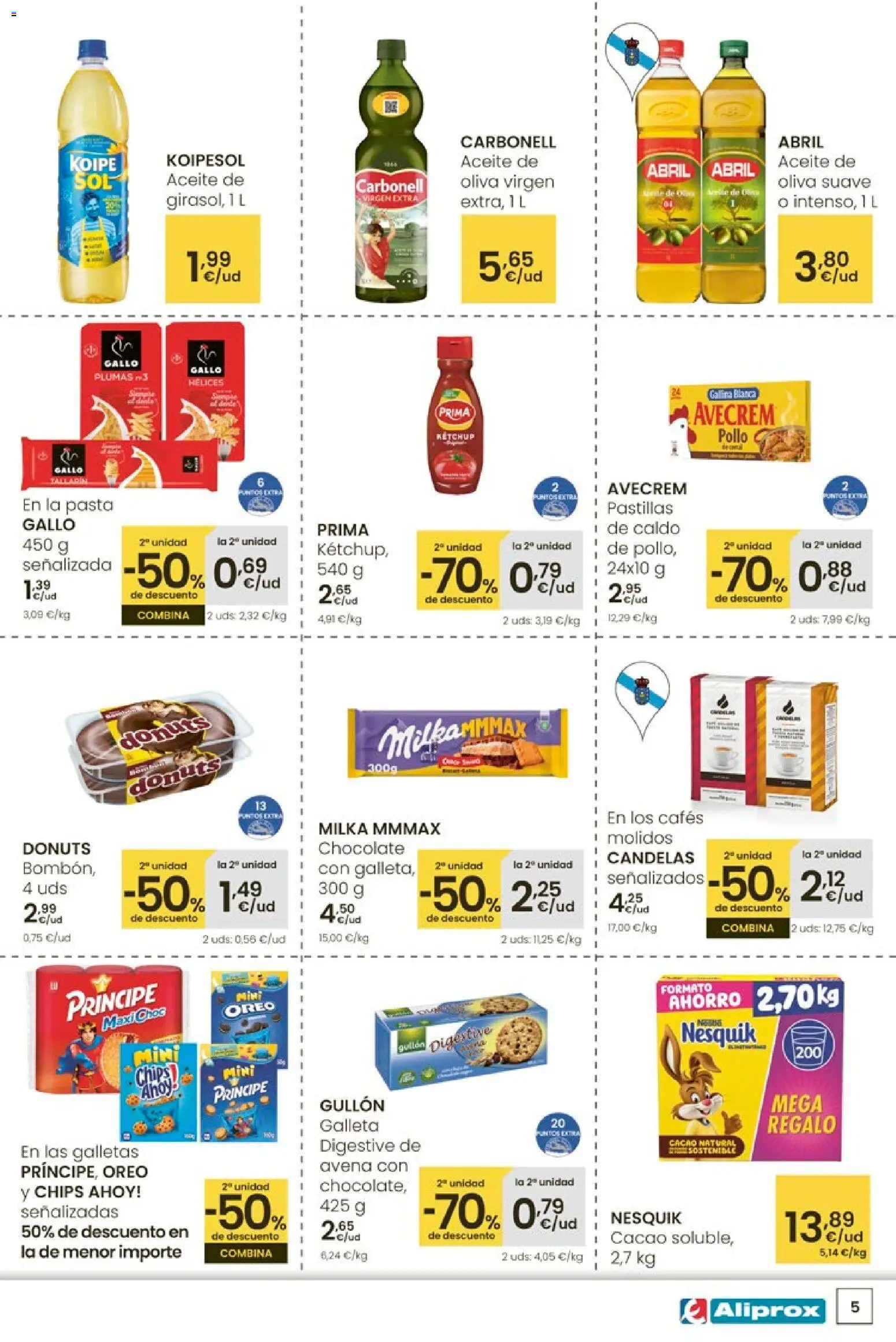 Eroski - Ofertas Aliprox │ válido desde el 05.01.2026 | Página: 5 | Productos: Chocolate, Pasta, Galletas, Donuts