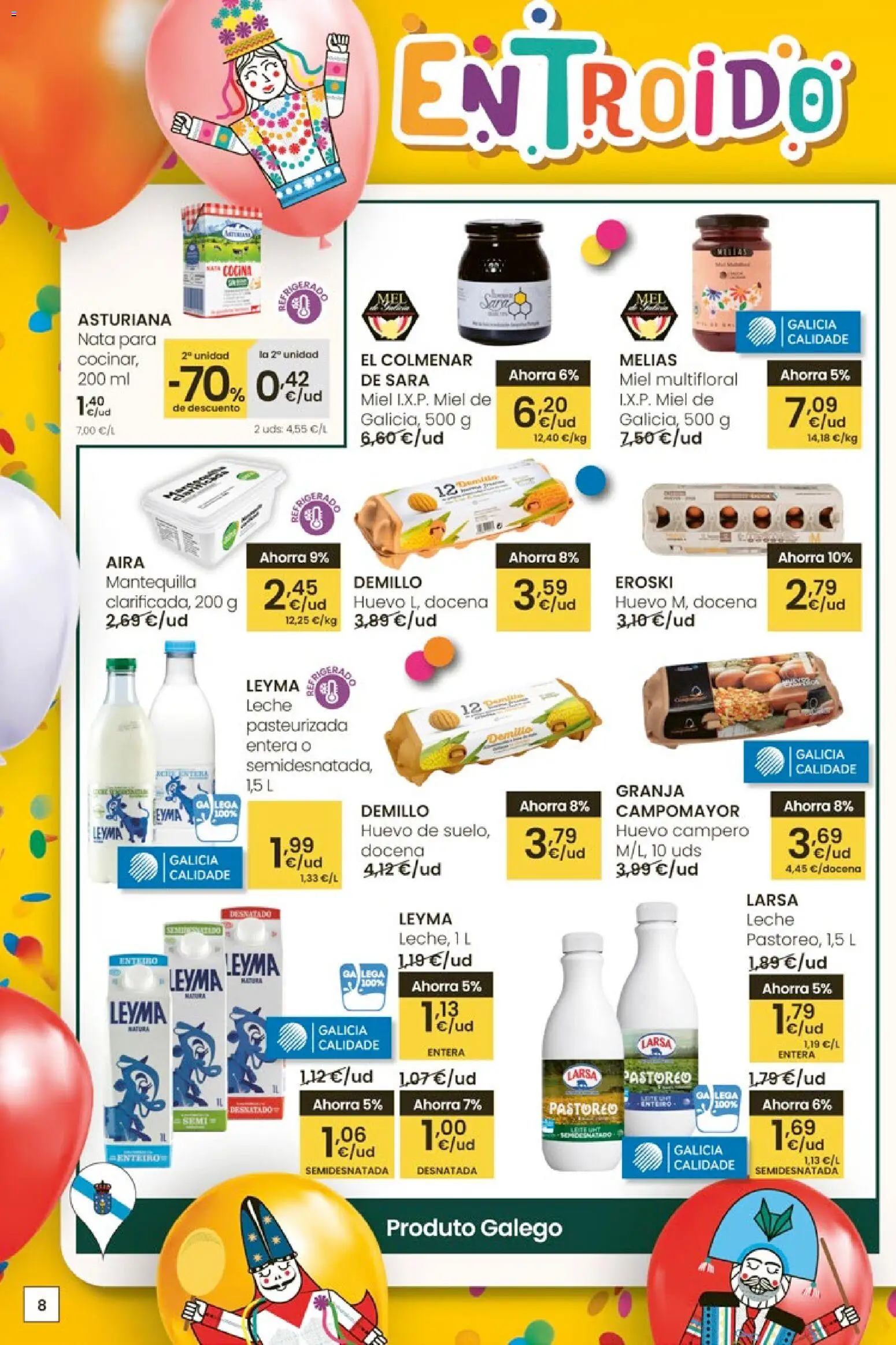 Eroski - Entroido do aforro │ válido desde el 29.01.2026 | Página: 8 | Productos: Ψηφιακή κάμερα, Leche, Cocina, Συσκευή ροής