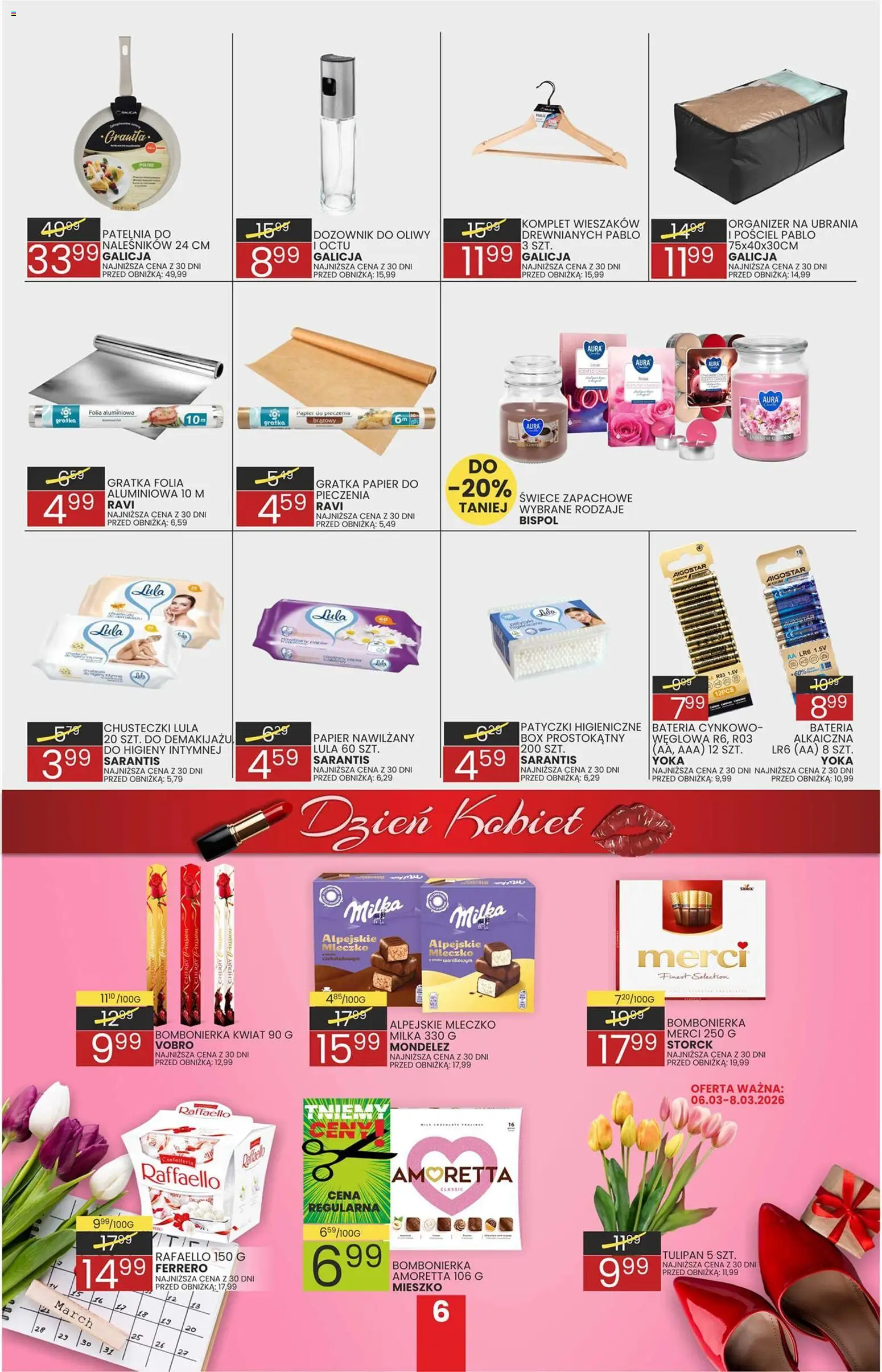 Wafelek Gazetka od 23.02.2026 | Strona: 6 | Produkty: Ubrania, Papier do pieczenia, Bombonierka, Świece