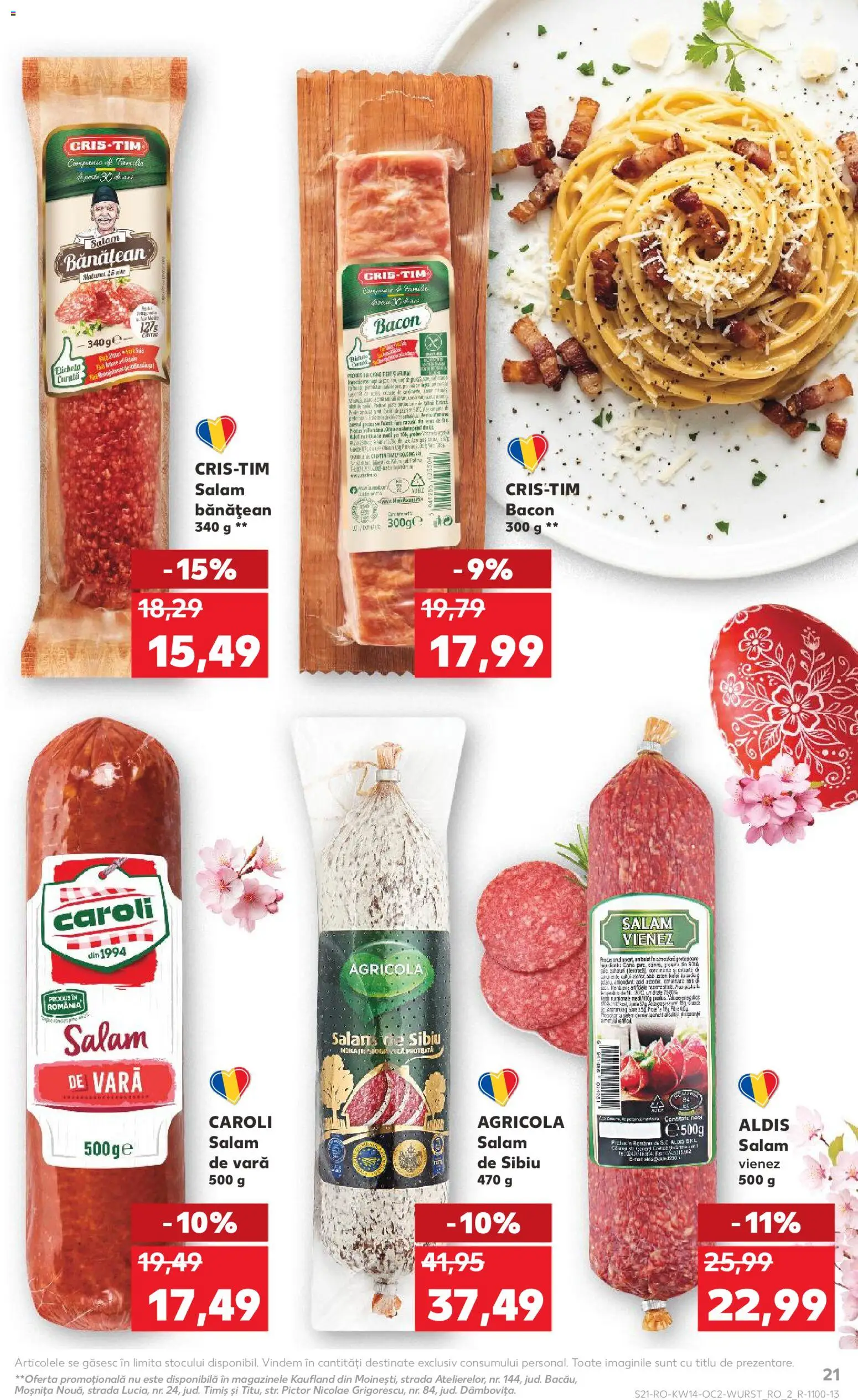 Noul catalog Kaufland – valabil de la 01.04.2026 | Pagină: 21 | Produse: Bacon, Salam