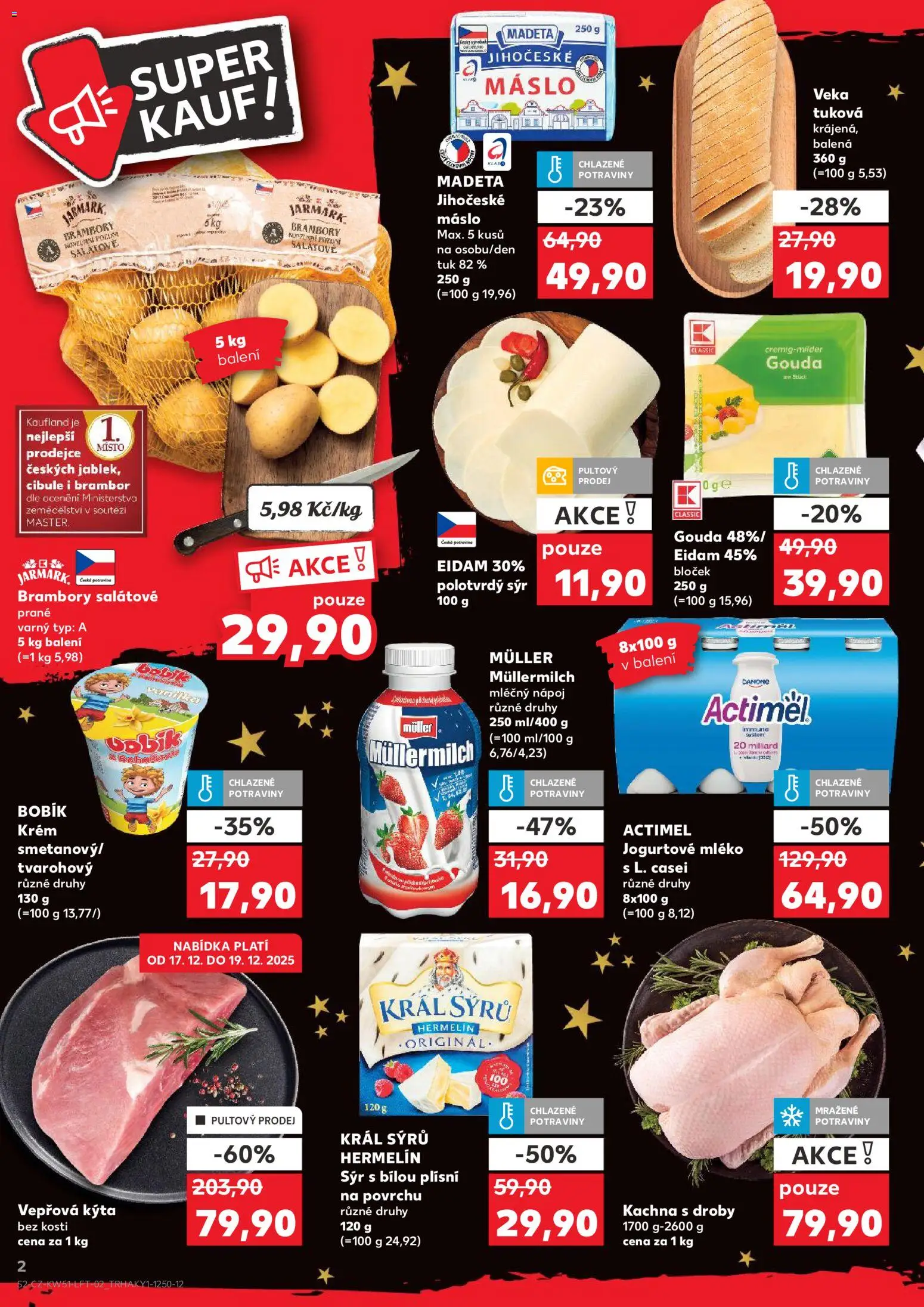 Kaufland leták od 17.12.2025 | Strana: 2 | Produkty: Mléko, Sýr, Hermelín, Actimel