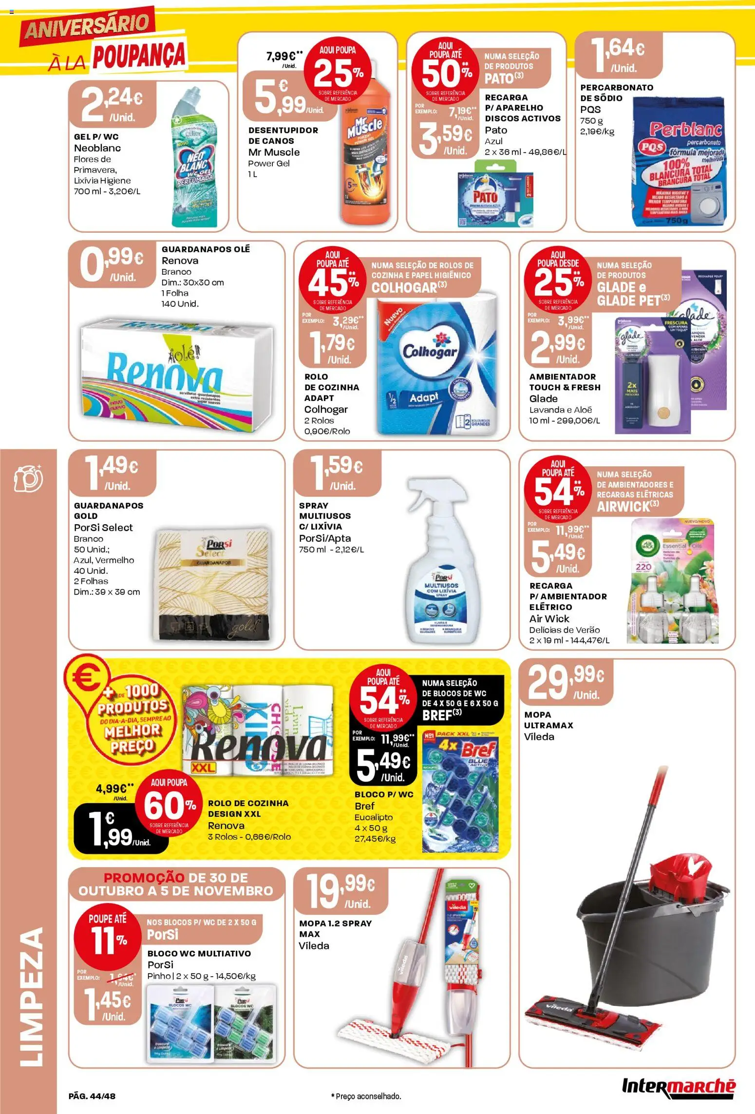 Intermarché folheto │ válido de 30.10.2025 | Página: 44 | Produtos: Papel higiénico, Flores, Guardanapos