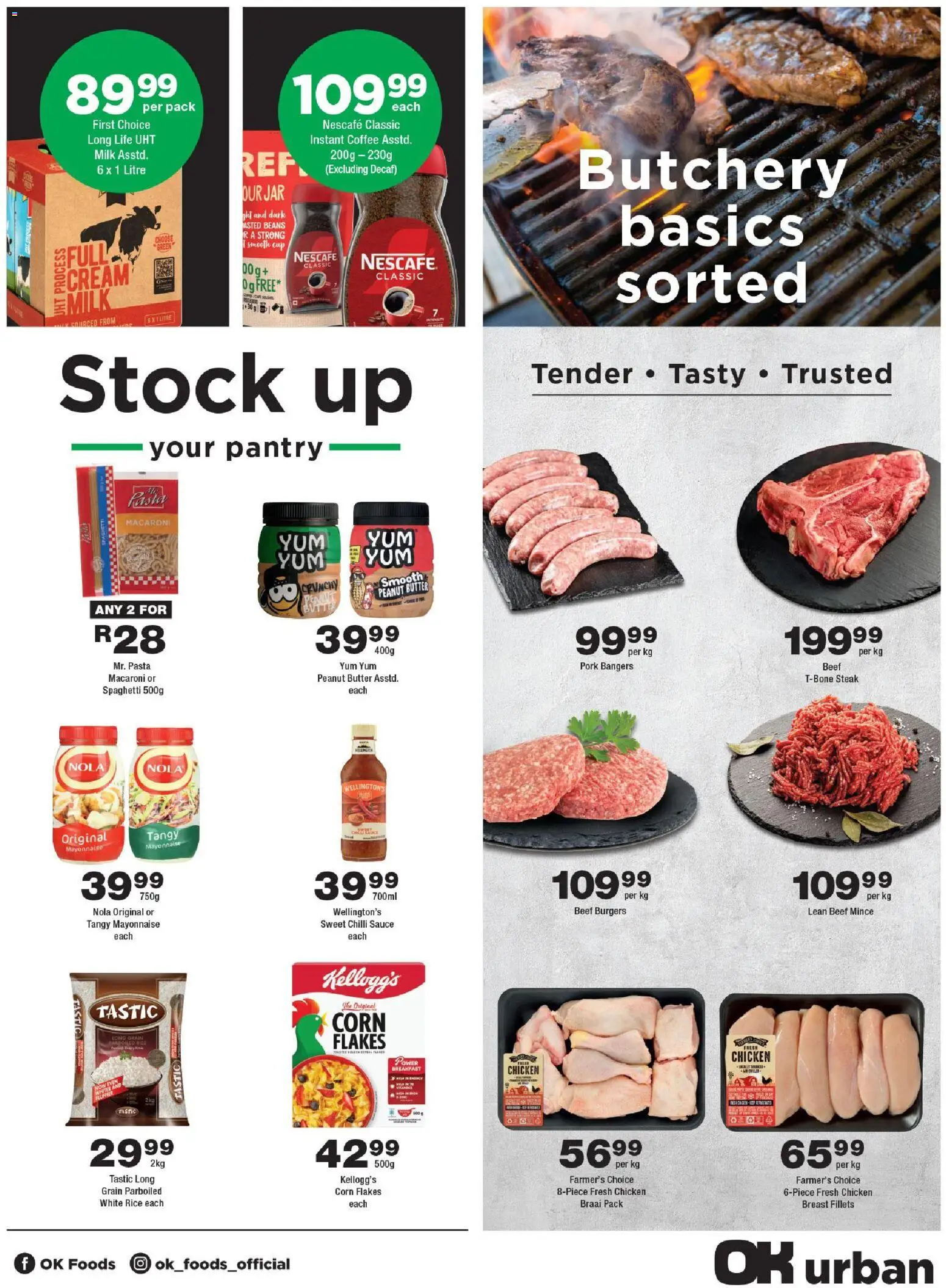 New OK Foods catalogue – valid from 11.03.2026 | Page: 3 | Products: Butter, Rice, Flakes, Stock