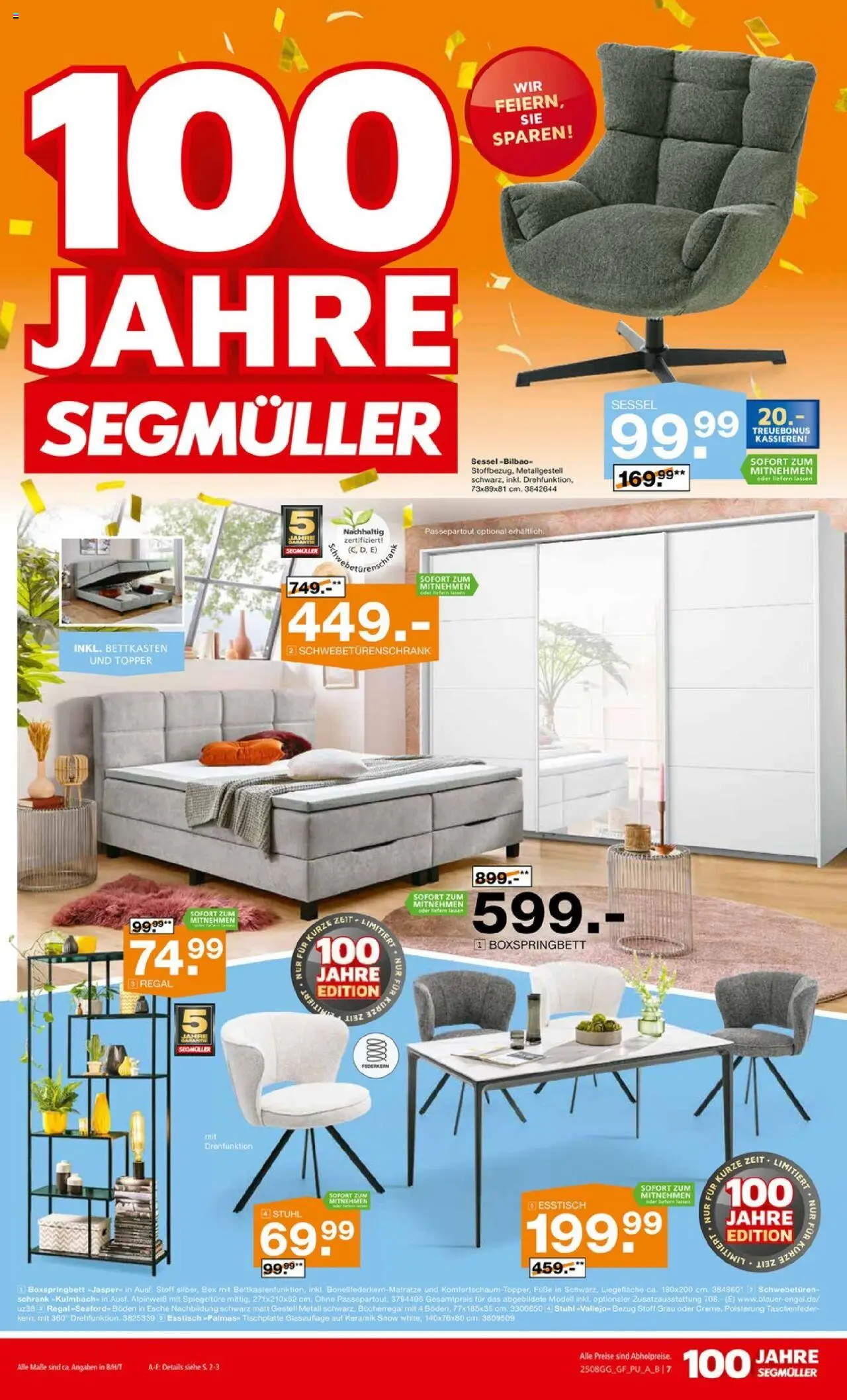 Segmüller Prospekt 	 - gültig ab dem 02.08.2025 | Seite: 7 | Produkte: Sessel, Schwebetürenschrank, Boxspringbett, Box