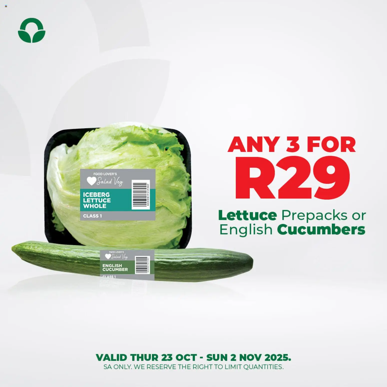 New Food Lover's Market catalogue – valid from 23.10.2025 | Page: 2 | Products: Cucumbers, Salad, Lettuce