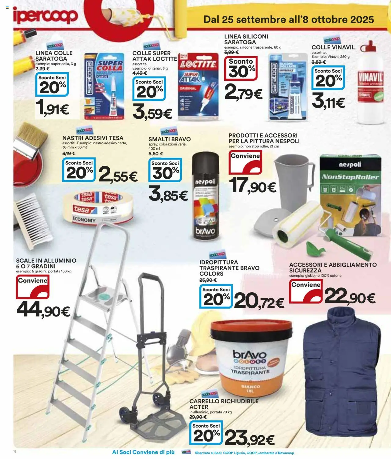 Volantino Ipercoop del 25.09.2025 | Pagina: 18 | Prodotti: Carrello, Pittura, Nastro adesivo, Silicone