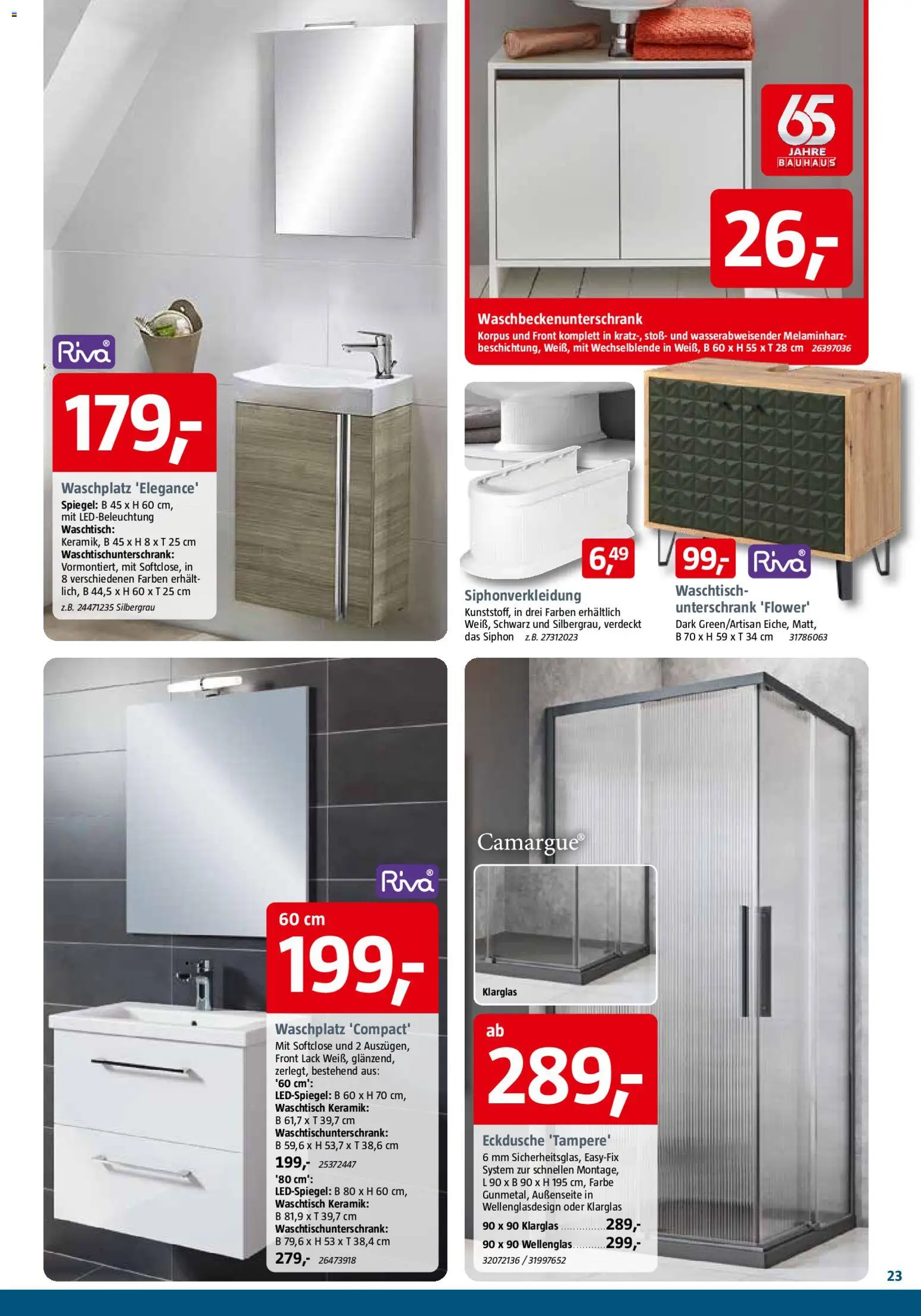 Bauhaus Prospekt 	 – gültig ab 01.11.2025 | Seite: 23 | Produkte: Spiegel, Waschtisch, Unterschrank