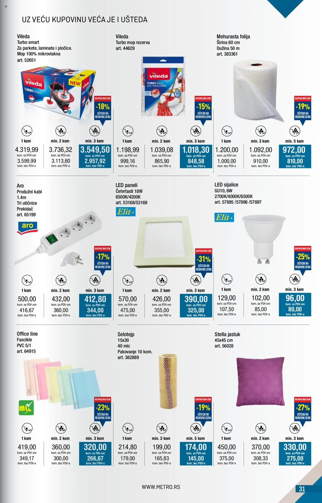 Metro katalog - važi od 01.07.2025 | Strana: 31 | Proizvode: Jastuk, Kabl, Pakovanje, Vileda