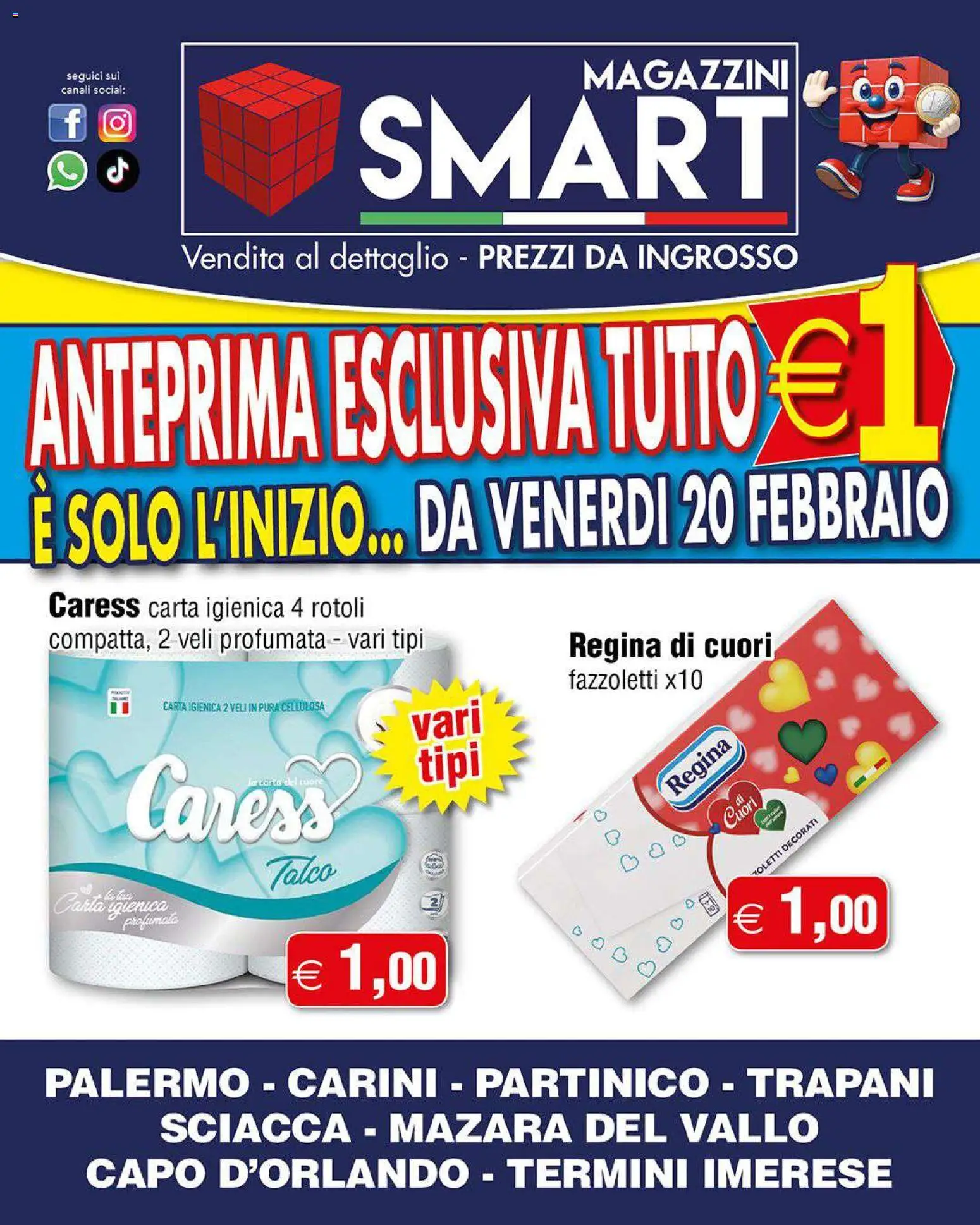 Volantino Magazzini Smart del 20.02.2026 | Pagina: 7 | Prodotti: Carta igienica, Fazzoletti, Talco