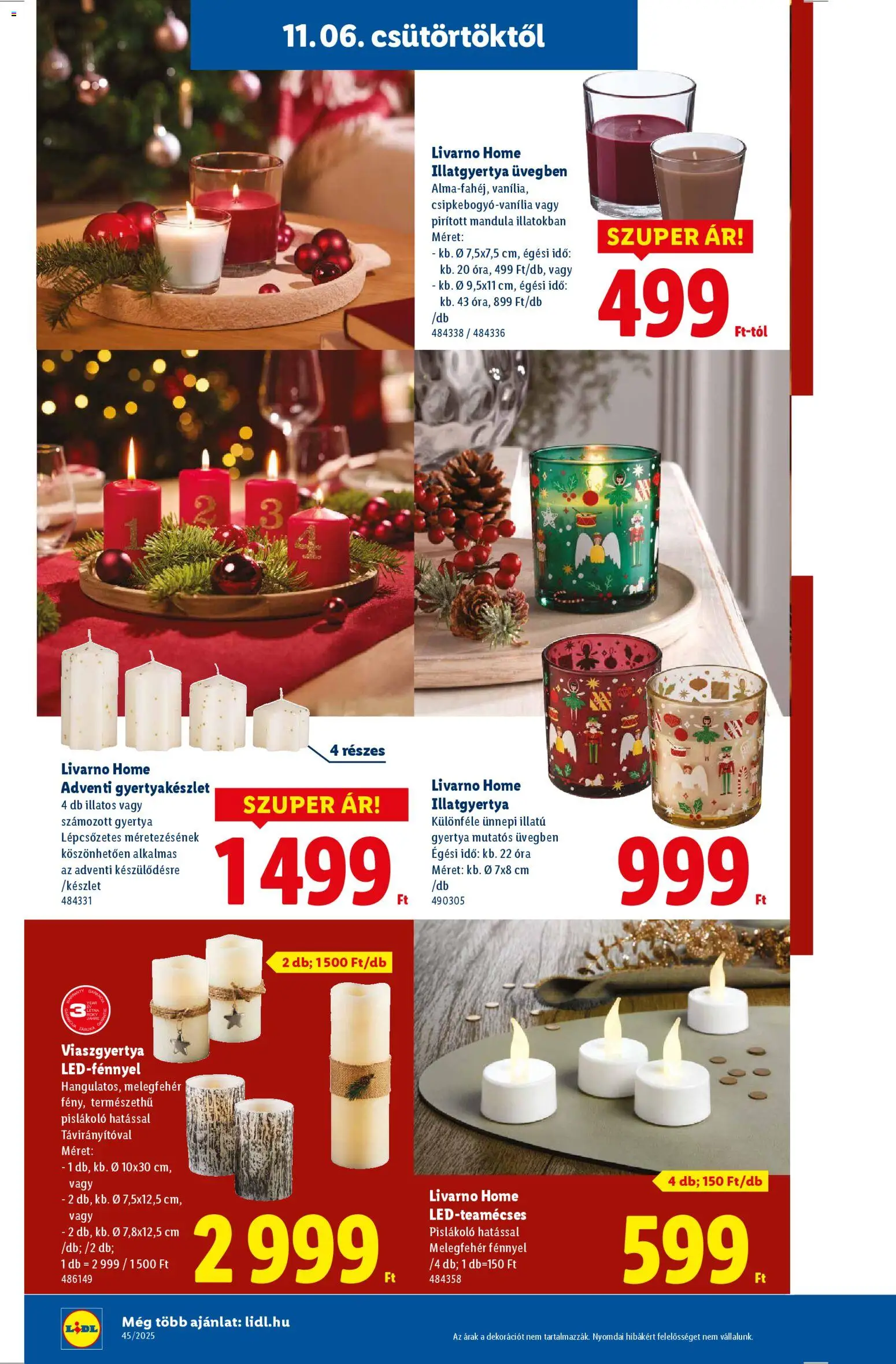 Lidl akciós ujság - amely érvényes a következő dátumtól: 06.11.2025 | Oldal: 10 | Termékek: Gyertya, Illatgyertya, Tea, Óra