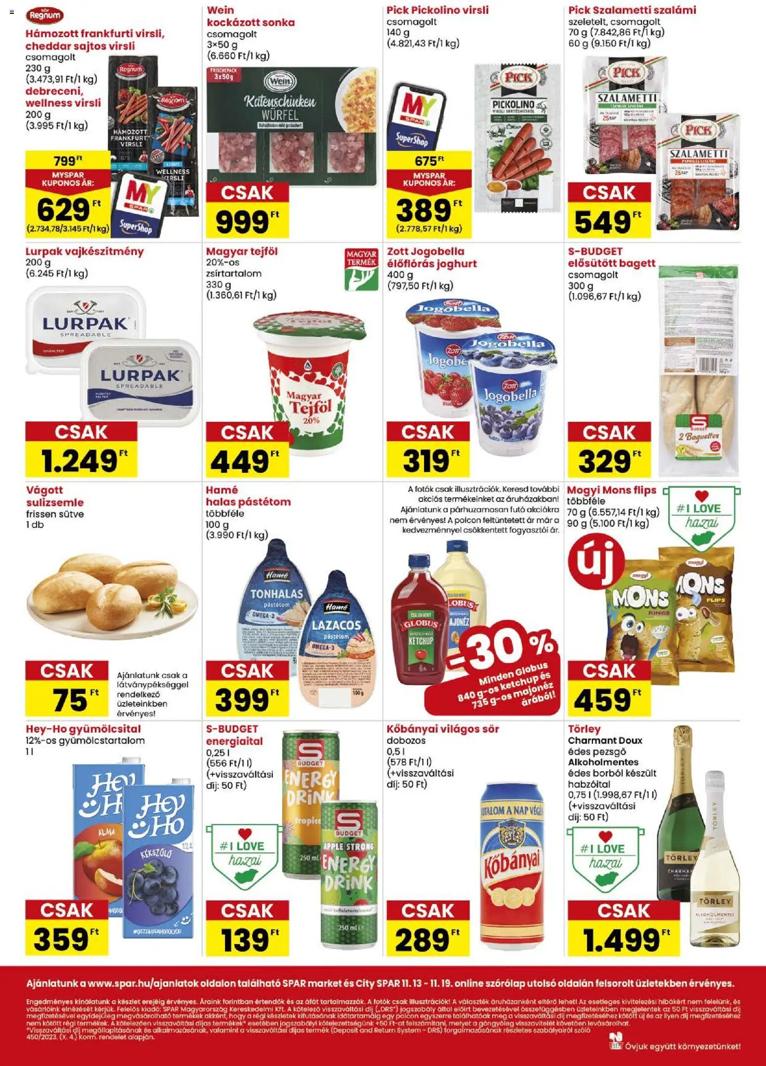 Spar akciós ujság - amely érvényes a következő dátumtól: 13.11.2025 | Oldal: 2 | Termékek: Pick, Sonka, Joghurt, Sör