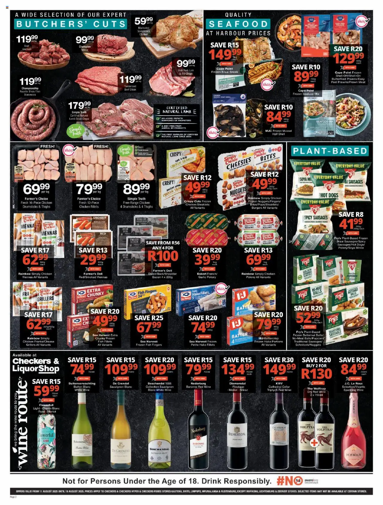 Checkers Gauteng - August Mid-Month Promotion │ valid from 11.08.2025 | Page: 2 | Products: Boerewors, Chicken, Fry's, Garlic