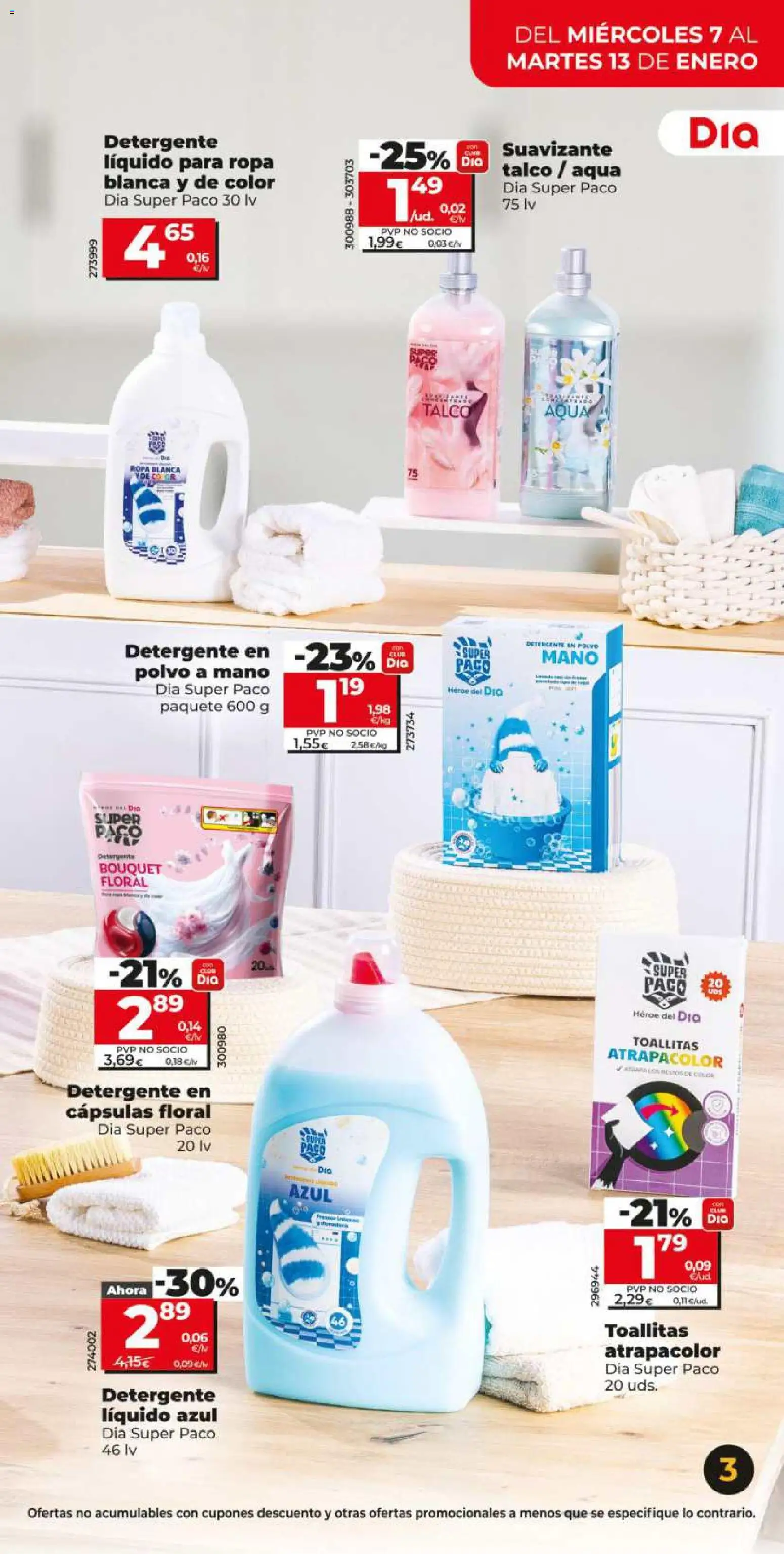 Dia - folleto Market │ válido desde el 07.01.2026 | Página: 3 | Productos: Detergente, Ropa, Suavizante, Σαλιάρα