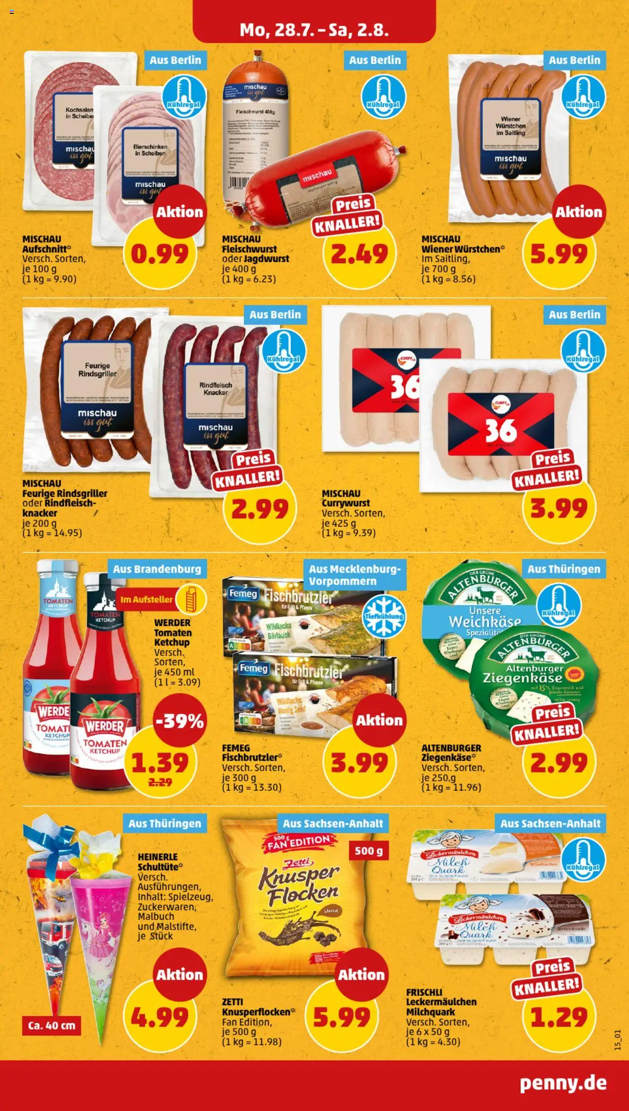 Penny Prospekt 	 - gültig ab dem 28.07.2025 | Seite: 15 | Produkte: Milch, Tomaten, Ketchup, Flocken