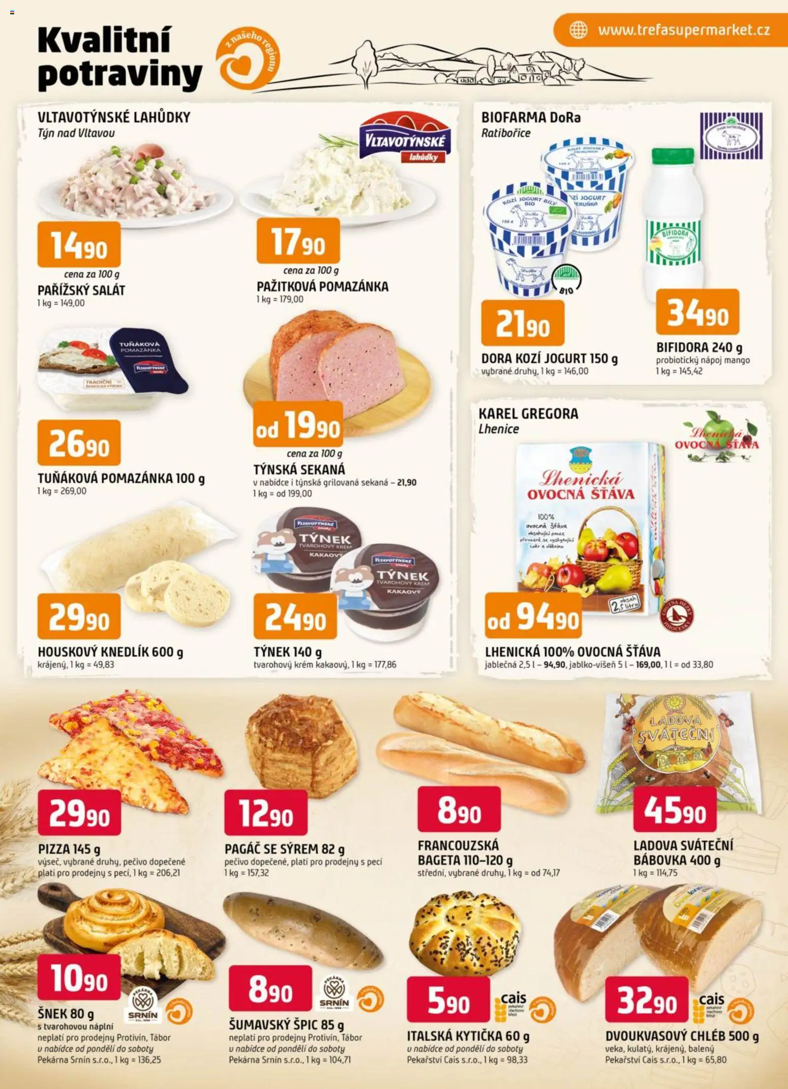 Trefa leták od 25.02.2026 | Strana: 5 | Produkty: Pizza, Krém, Sekaná, Kozí jogurt