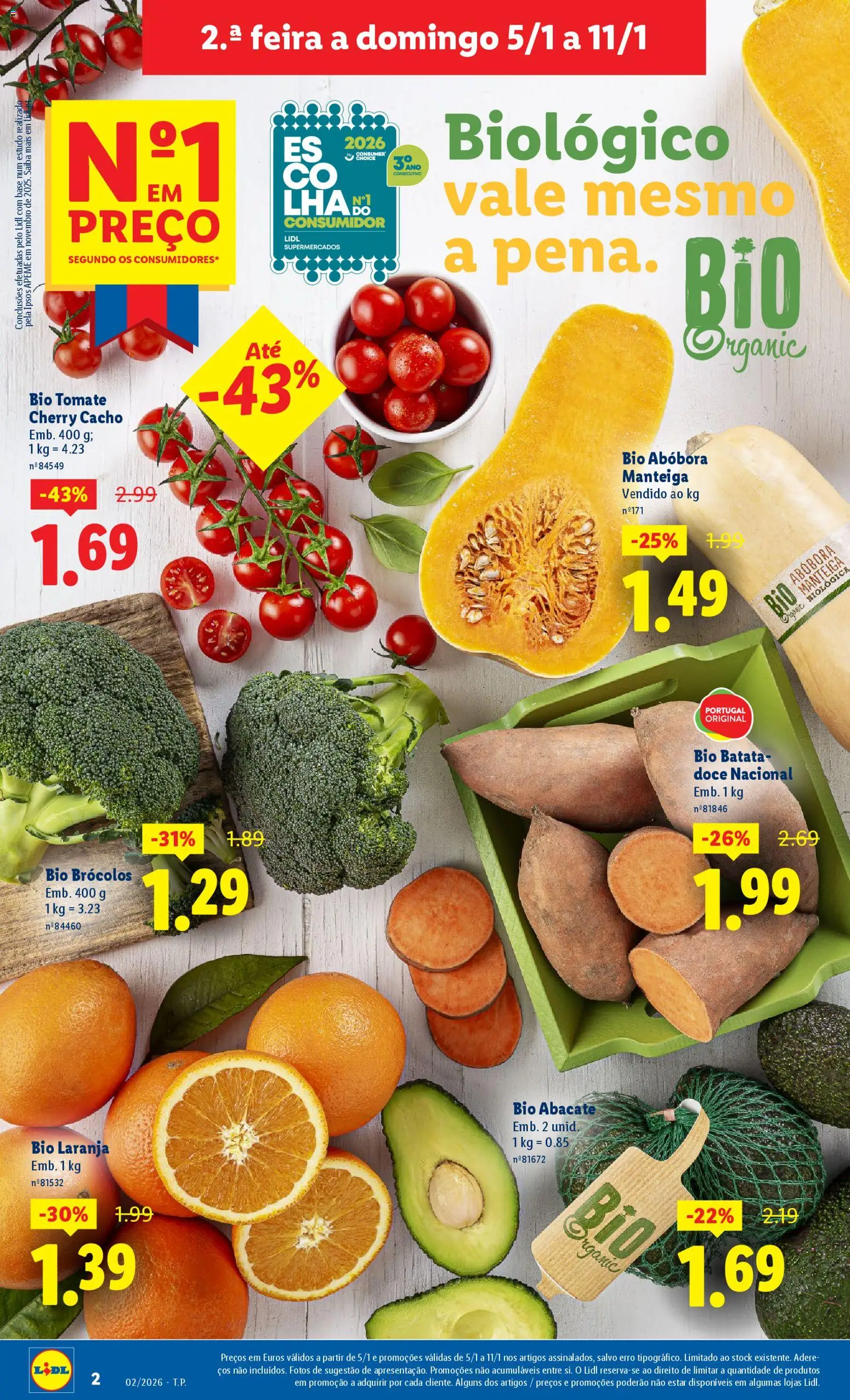 Lidl folheto │ válido de 05.01.2026 | Página: 2 | Produtos: Brócolos, Batata, Batata-doce, Abóbora