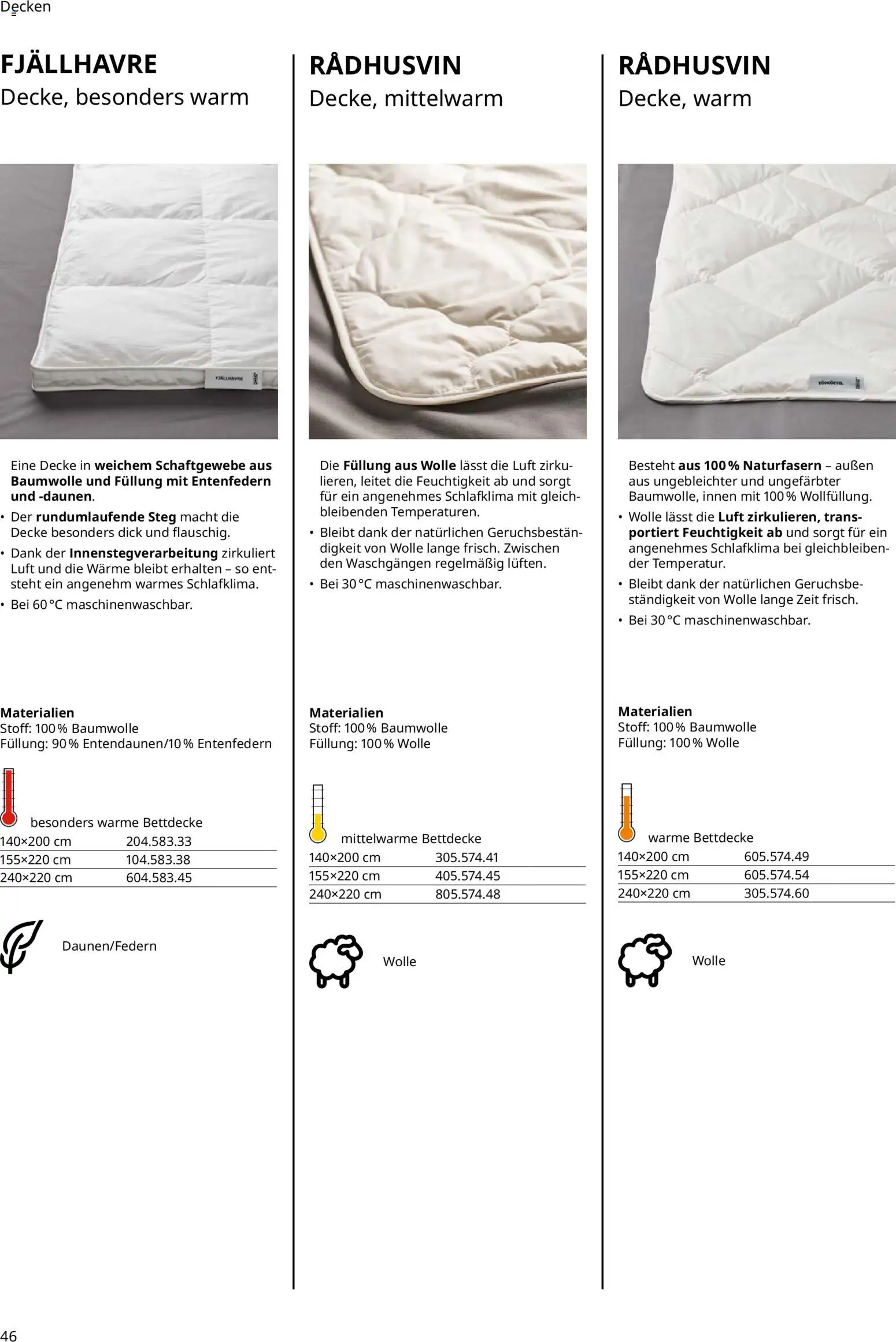Ikea Prospekt  Schlafkomfort	 – gültig ab 30.09.2025 | Seite: 46 | Produkte: Decke, Bettdecke