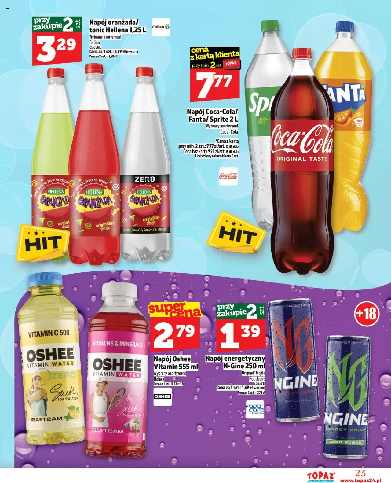 Topaz Gazetka - Express od 07.08.2025 | Strona: 23 | Produkty: Karta, Sprite, Coca cola