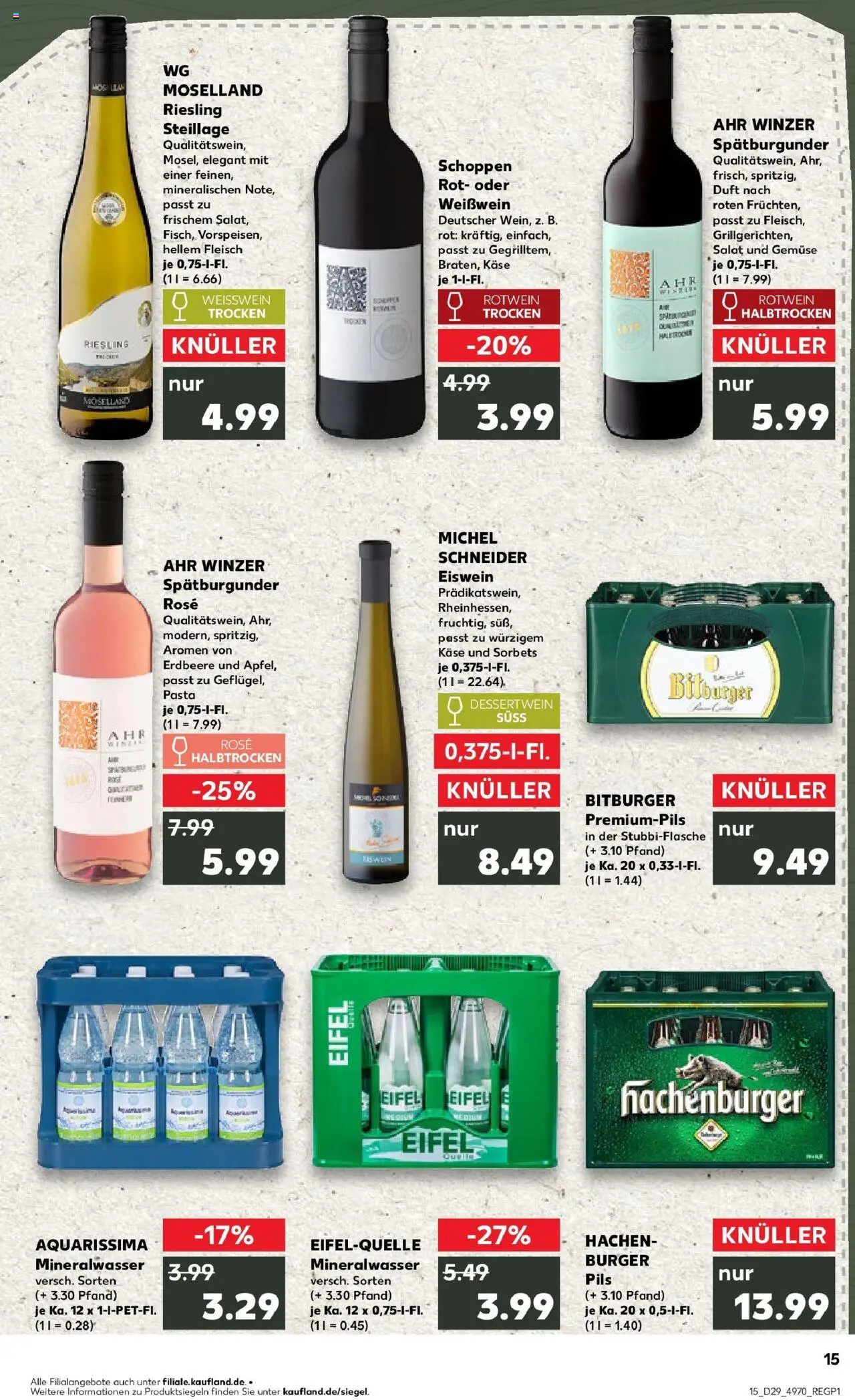 Kaufland prospekt Bendorf	 - gültig ab dem 21.07.2025 | Seite: 28 | Produkte: Rotwein, Burger, Mineralwasser, Salat