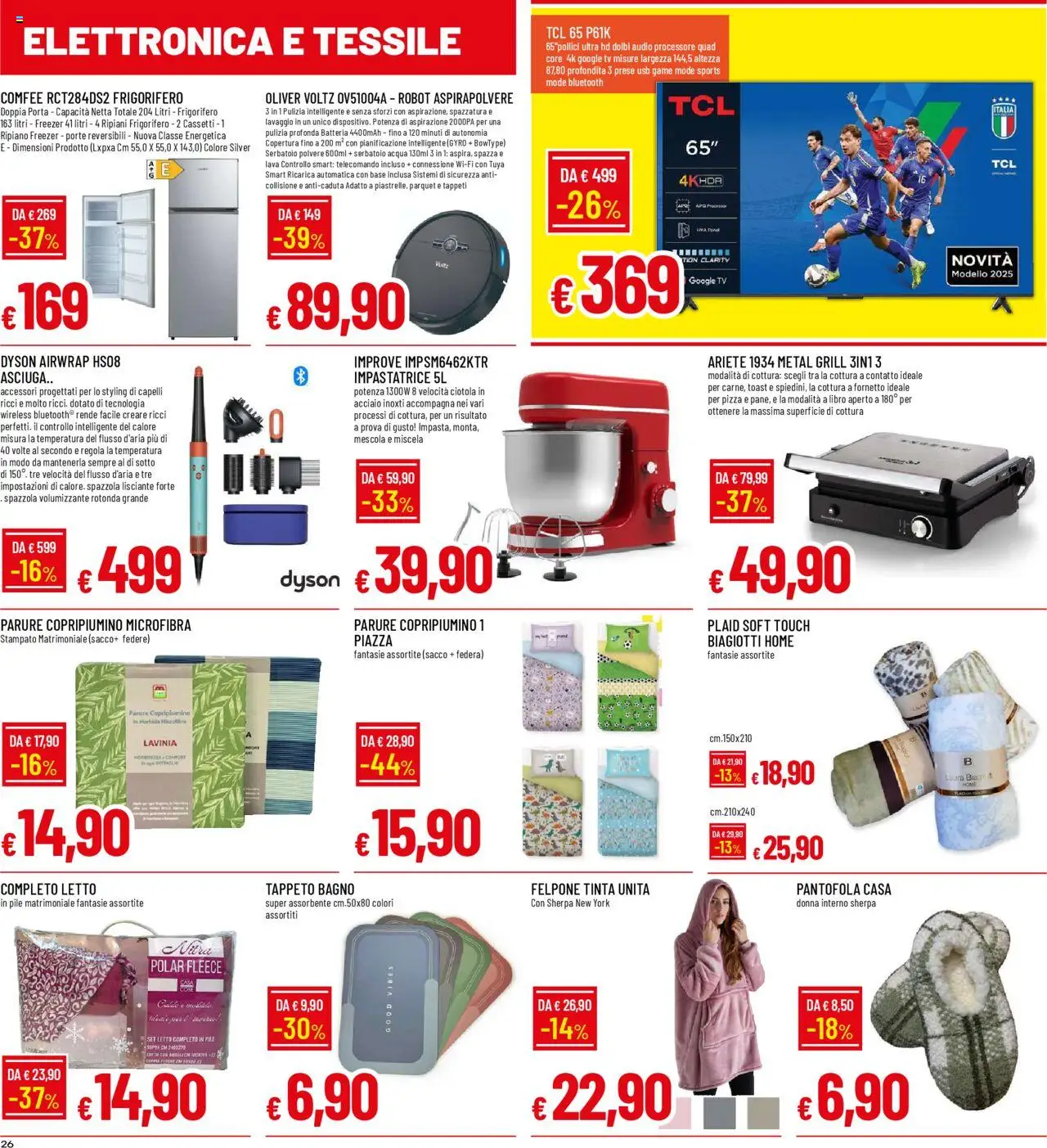 Volantino Galassia del 23.10.2025 | Pagina: 26 | Prodotti: Copripiumino, Plaid, Pizza, USB