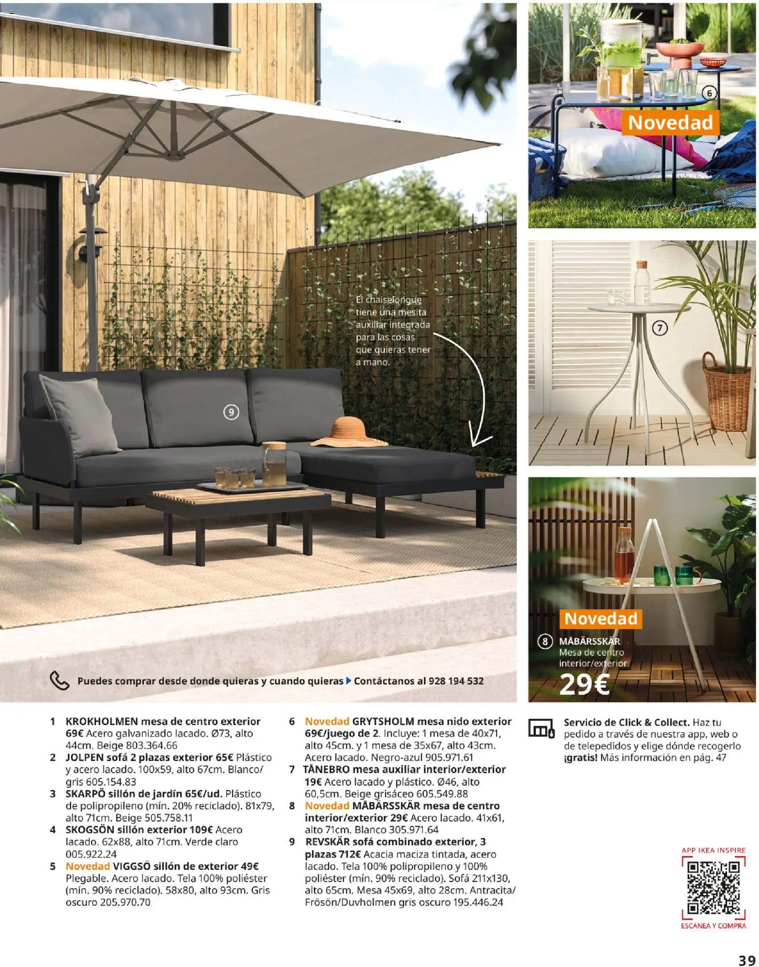 Catálogo IKEA Muebles de exterior │ válido desde el 17.12.2025 | Página: 39 | Productos: Mesa auxiliar, Sofá, Sillón, Mesa