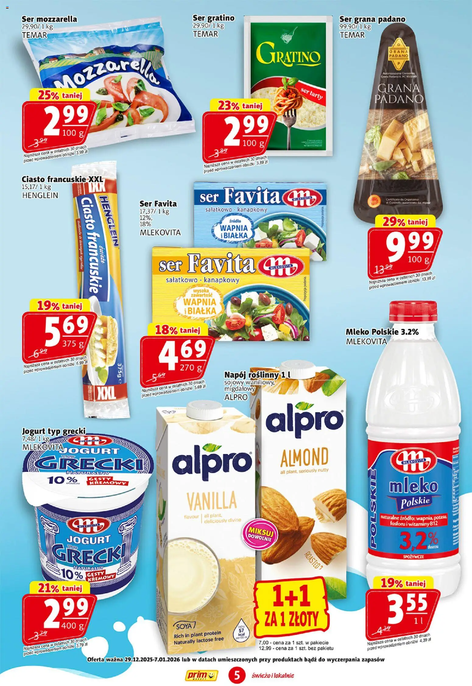 Prim Market Gazetka od 29.12.2025 | Strona: 5 | Produkty: Por, Mleko, Ser, Jogurt