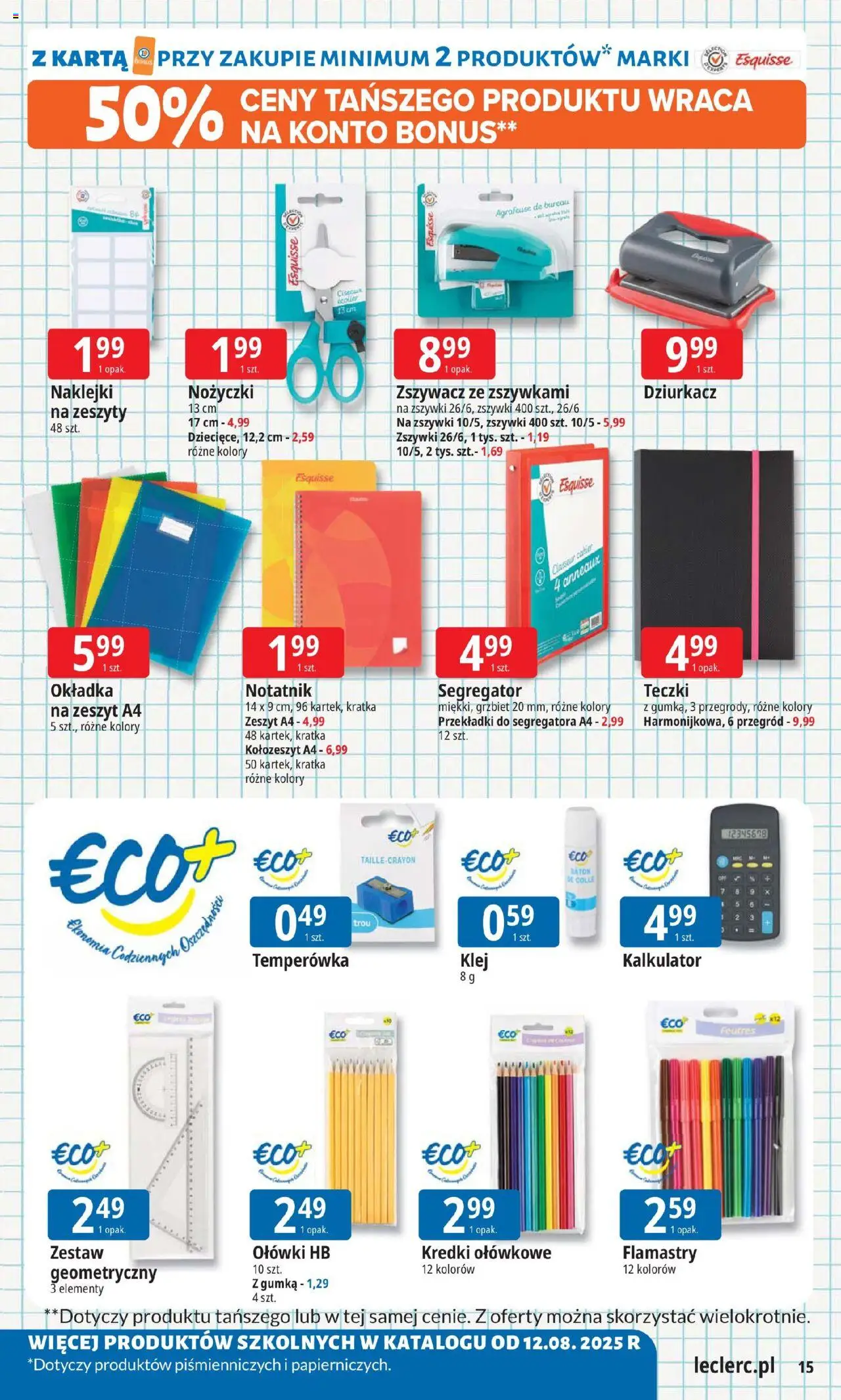 E.Leclerc Gazetka - Wrocław od 05.08.2025 | Strona: 15 | Produkty: Karta, Temperówka, Naklejki, Baton