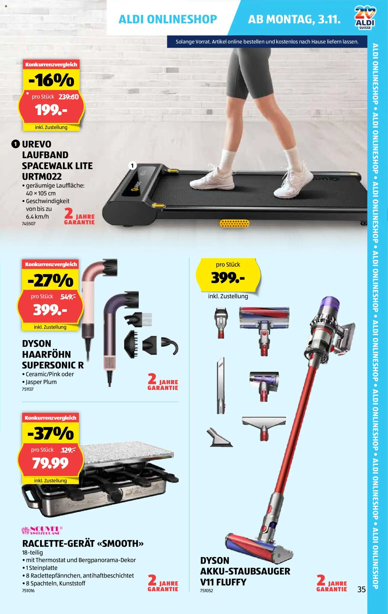 Aldi Aktionen – gültig ab 30.10.2025 | Seite: 36 | Produkte: Laufband, Haarföhn, Dyson