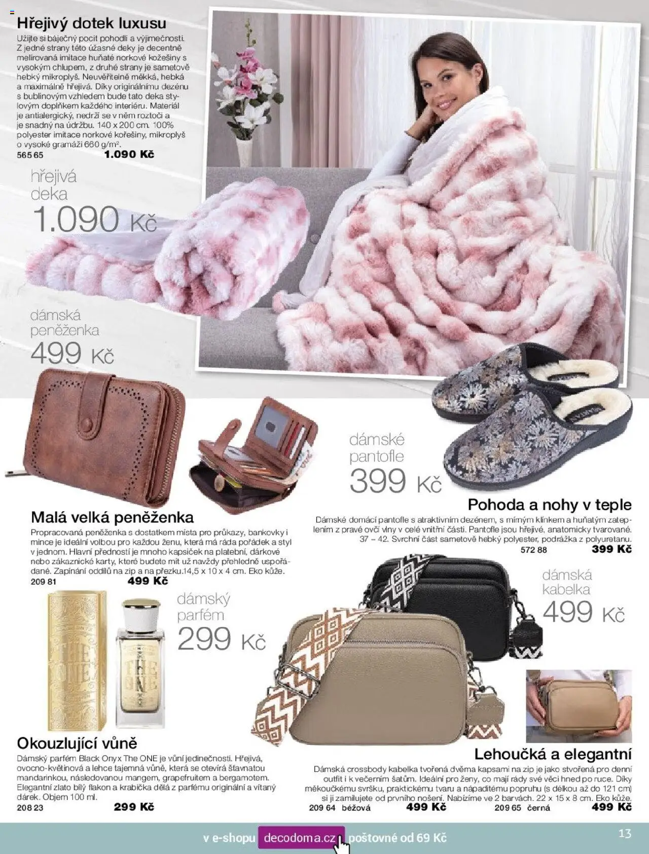 Decodoma katalog Podzim 2025 od 25.08.2025 | Strana: 13 | Produkty: Pantofle, Peněženka, Parfém, Deky