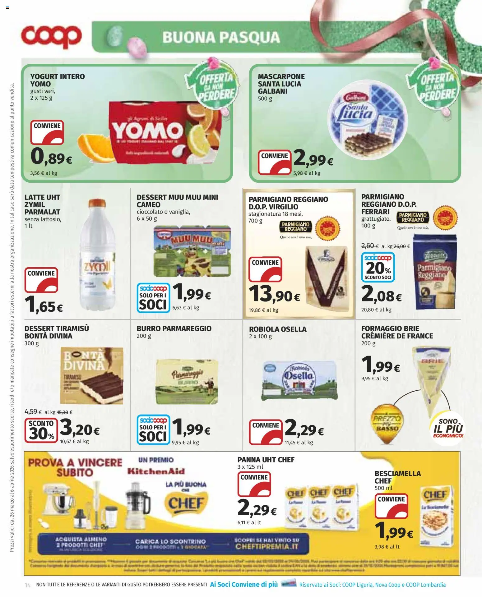 Volantino COOP del 26.03.2026 | Pagina: 14 | Prodotti: Latte, Formaggio, Burro, Parmigiano