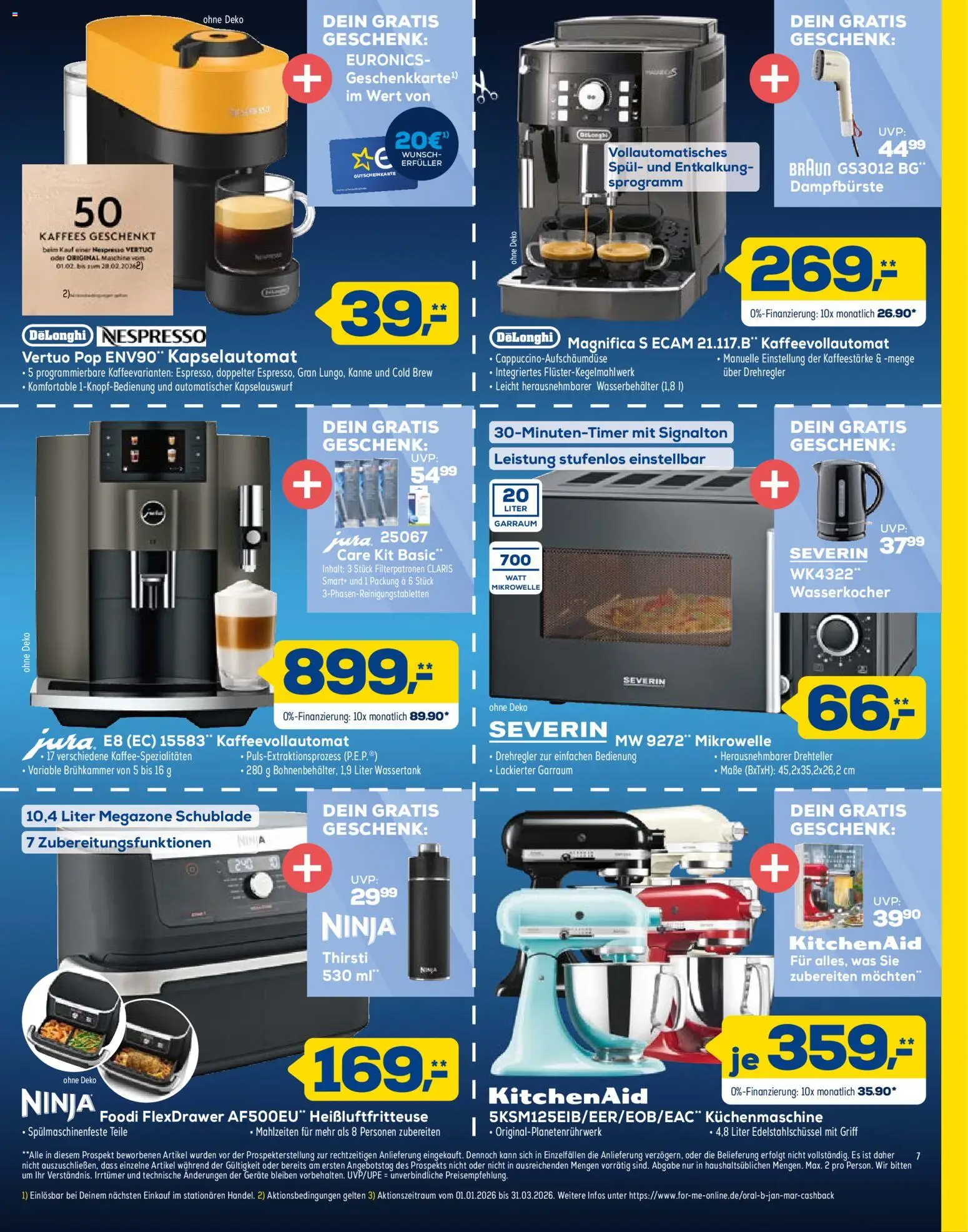 Euronics Prospekt 	 – gültig ab 14.02.2026 | Seite: 7 | Produkte: Mikrowelle, Wasserkocher, Kaffeevollautomat, Heißluftfritteuse