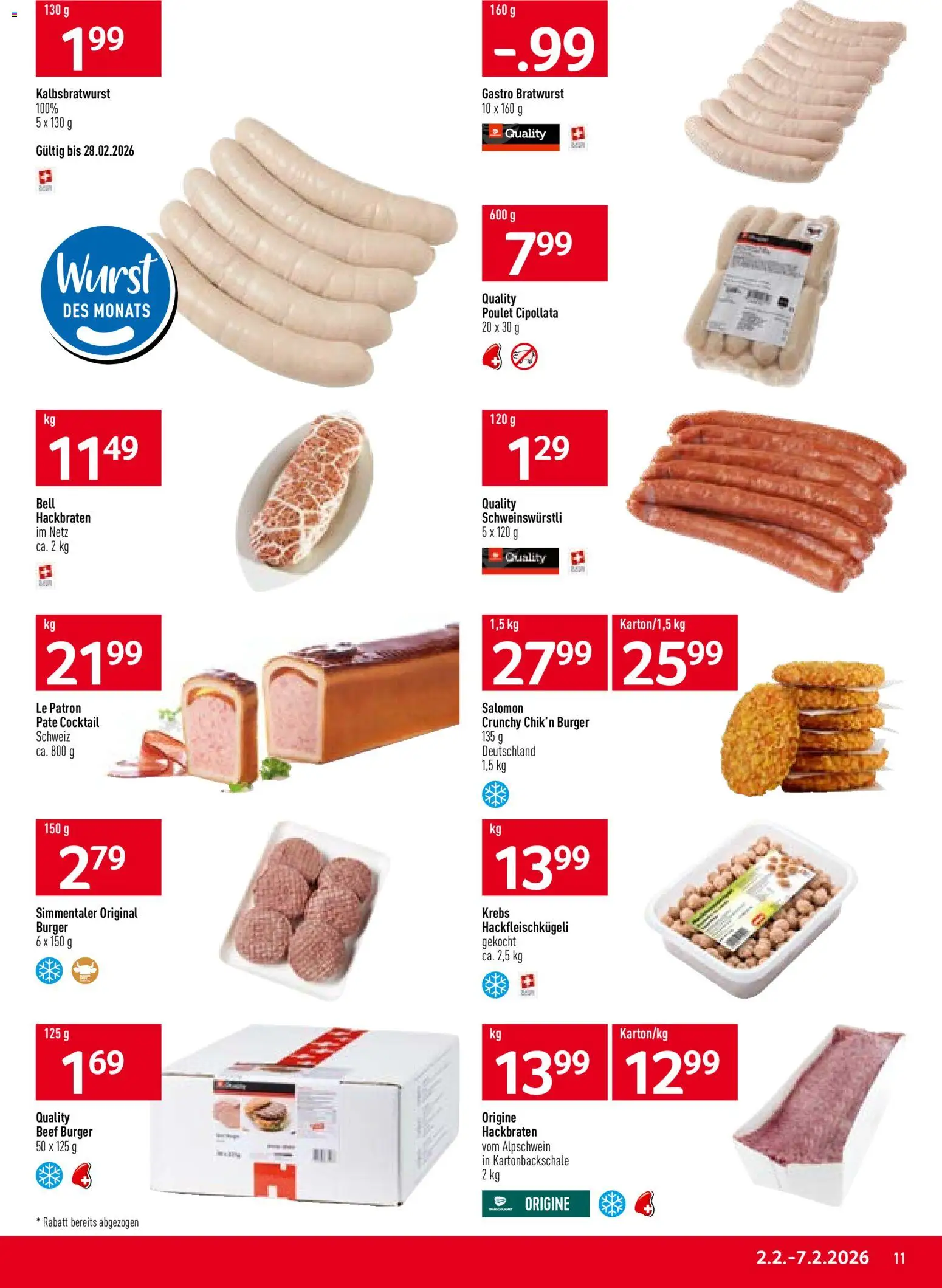 Prodega Aktionen – gültig ab 02.02.2026 | Seite: 11 | Produkte: Burger, Wurst