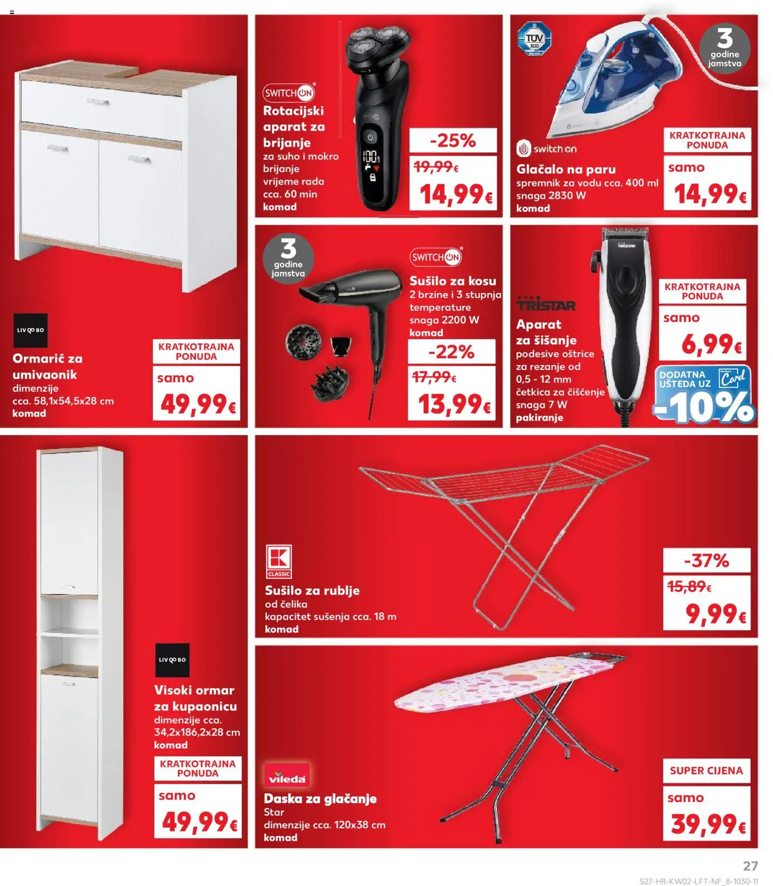 Kaufland katalog | vrijedi od 07.01.2026 | Stranica: 27 | Proizvodi: Ormar, Sušilo za rublje, Daska za glačanje, Vileda