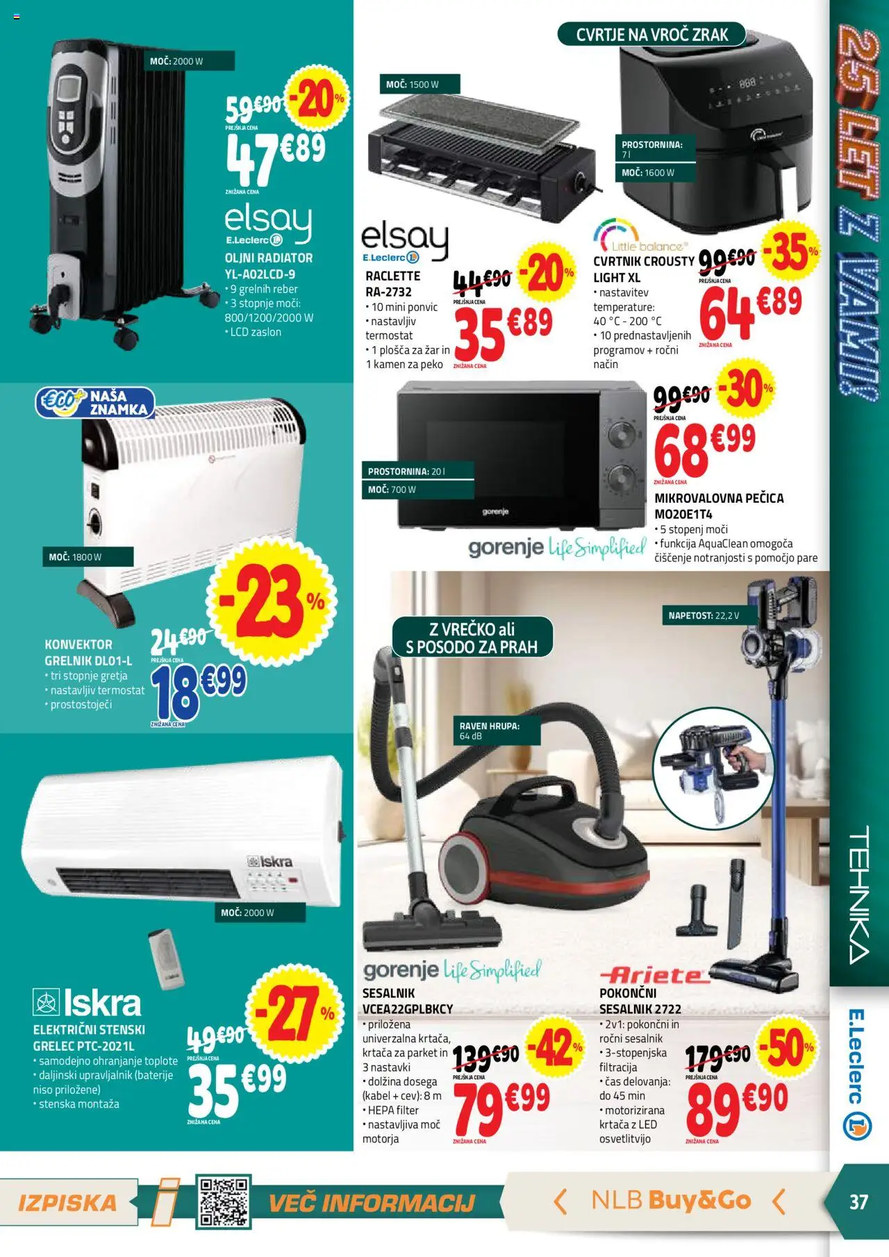 Novi E.leclerc katalog ponudbe – veljaven od 08.10.2025 | Stran: 37 | Izdelki: Kabel, Pecica, Mikrovalovna pecica, Sesalnik