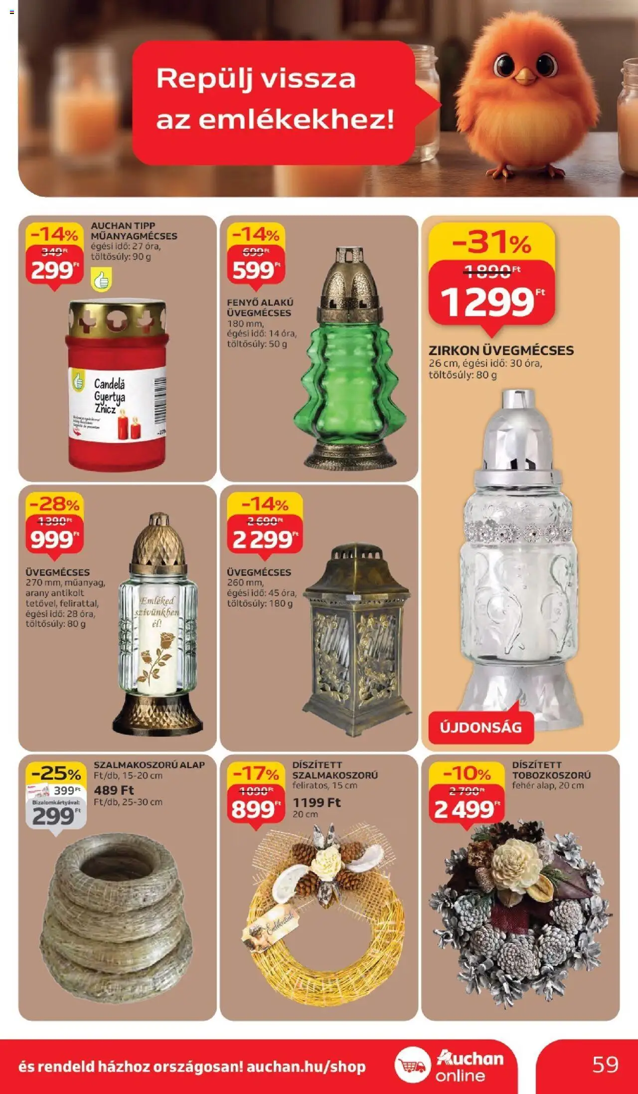 Auchan akciós ujság - amely érvényes a következő dátumtól: 02.10.2025 | Oldal: 59 | Termékek: Gyertya
