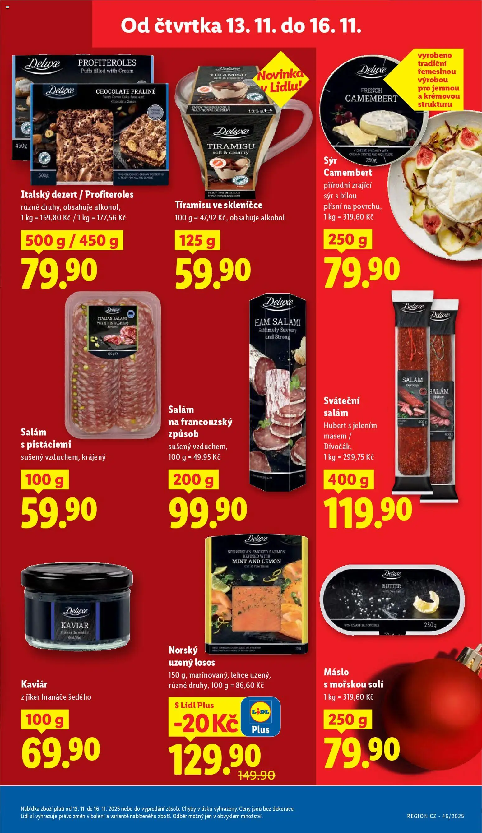Lidl leták od 13.11.2025 | Strana: 25 | Produkty: Kaviár, Tiramisu, Salám, Uzený losos