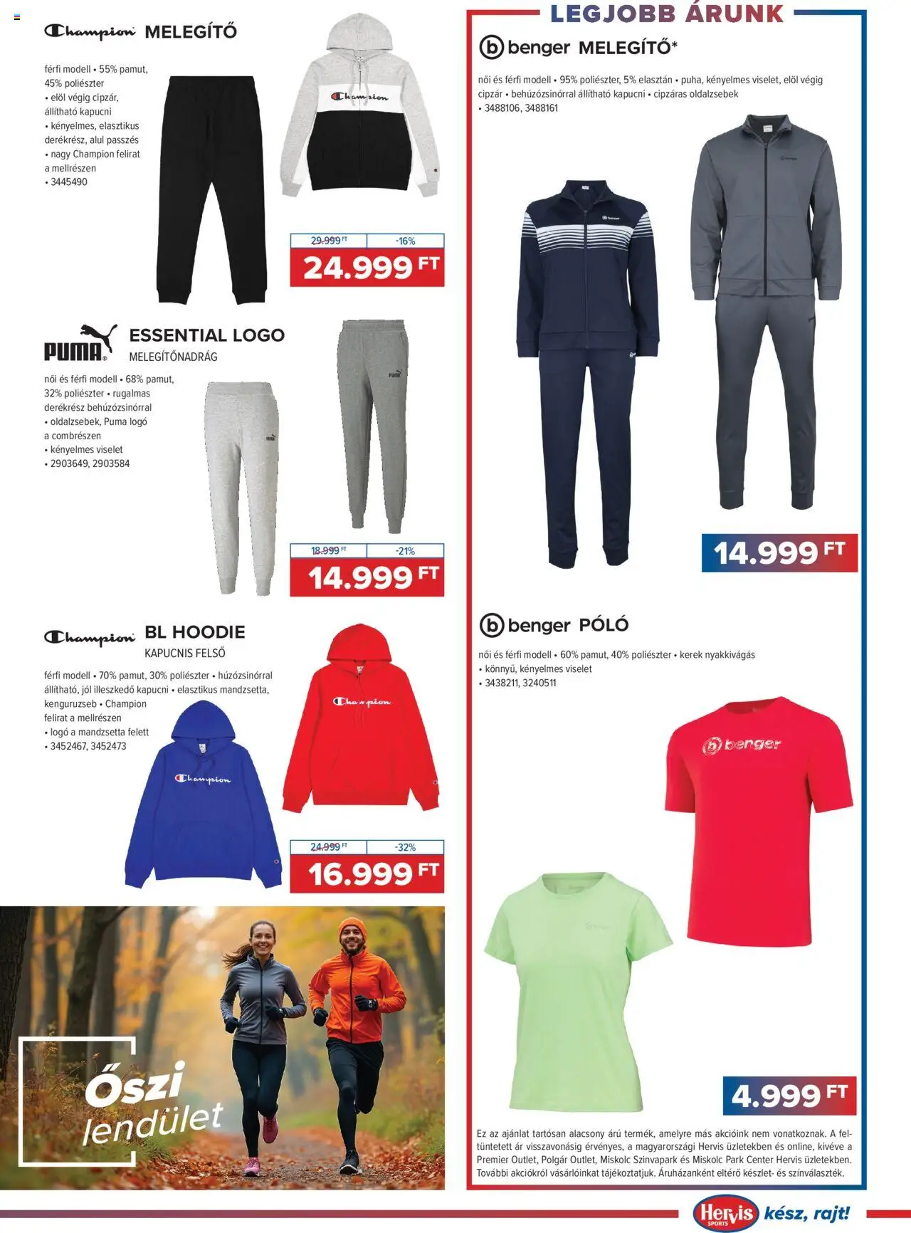 Hervis Sports akciós ujság - amely érvényes a következő dátumtól: 09.09.2025 | Oldal: 7 | Termékek: Melegítőnadrág, Kapucni