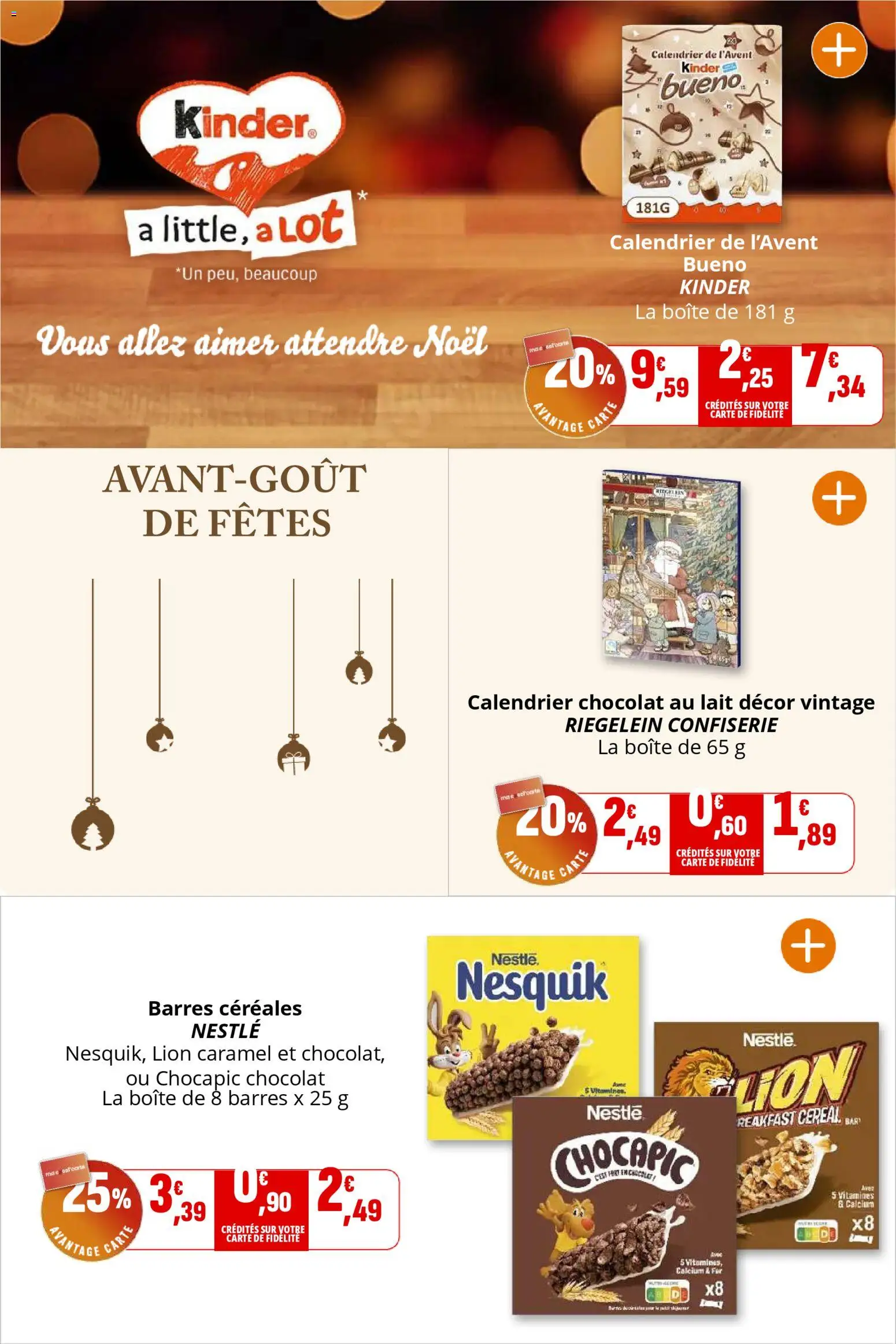 {H1} | Page: 13 | Produits: Chocapic, Calendrier de l'avent, Kinder Bueno, Chocolat