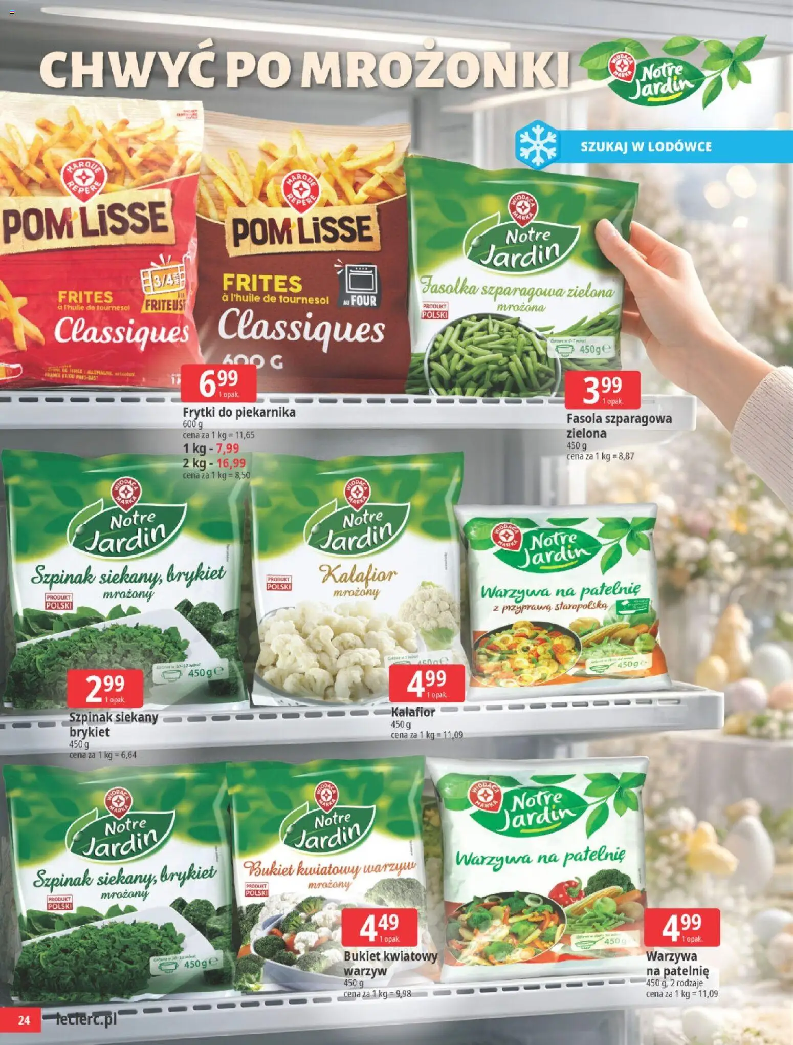 E.Leclerc gazetka - Wielkanoc od 24.03.2026 | Strona: 24 | Produkty: Szpinak, Fasolka szparagowa, Frytki, Warzywa