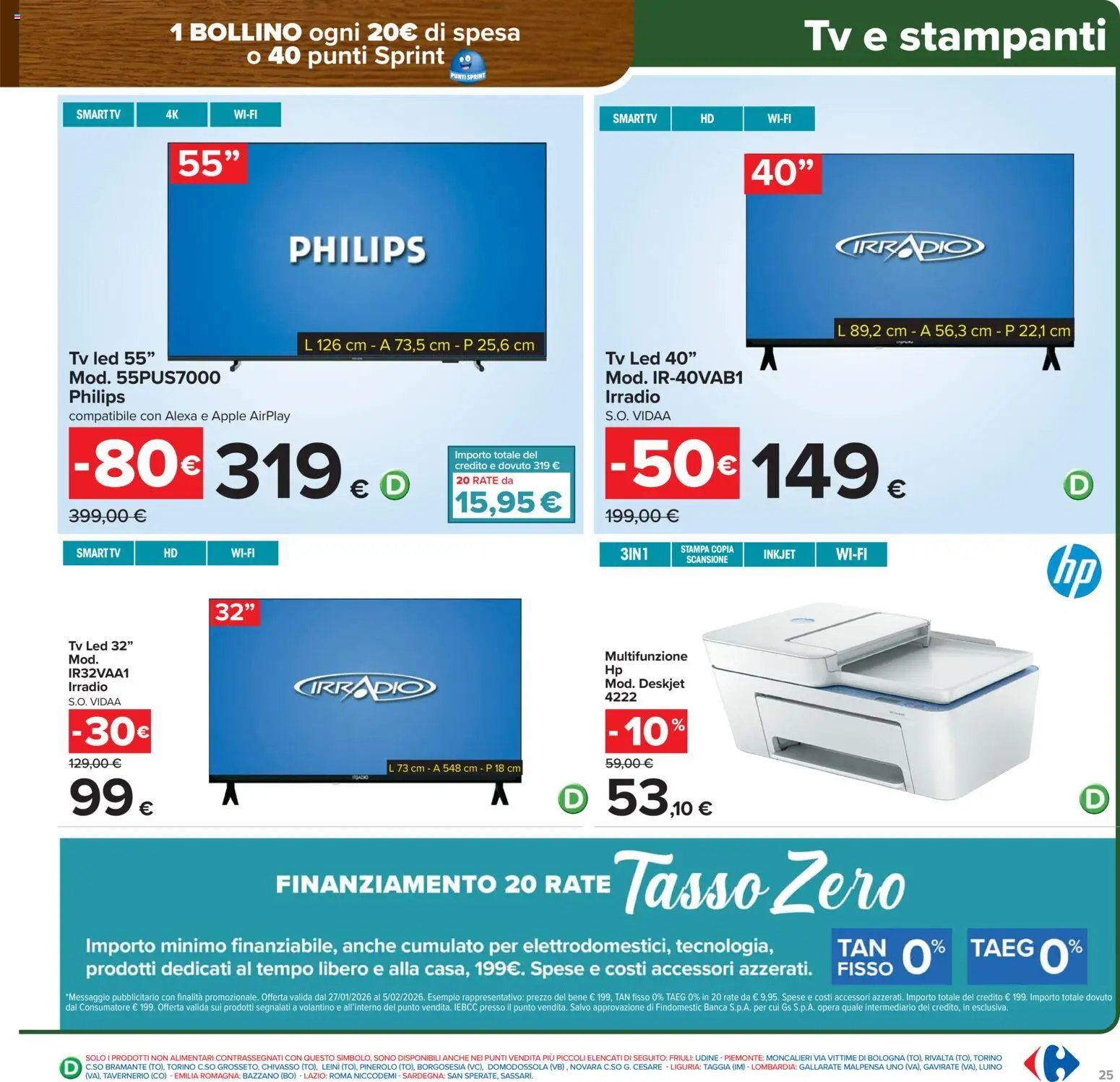 Volantino Carrefour del 27.01.2026 | Pagina: 25 | Prodotti: smart TV, TV, Stampa