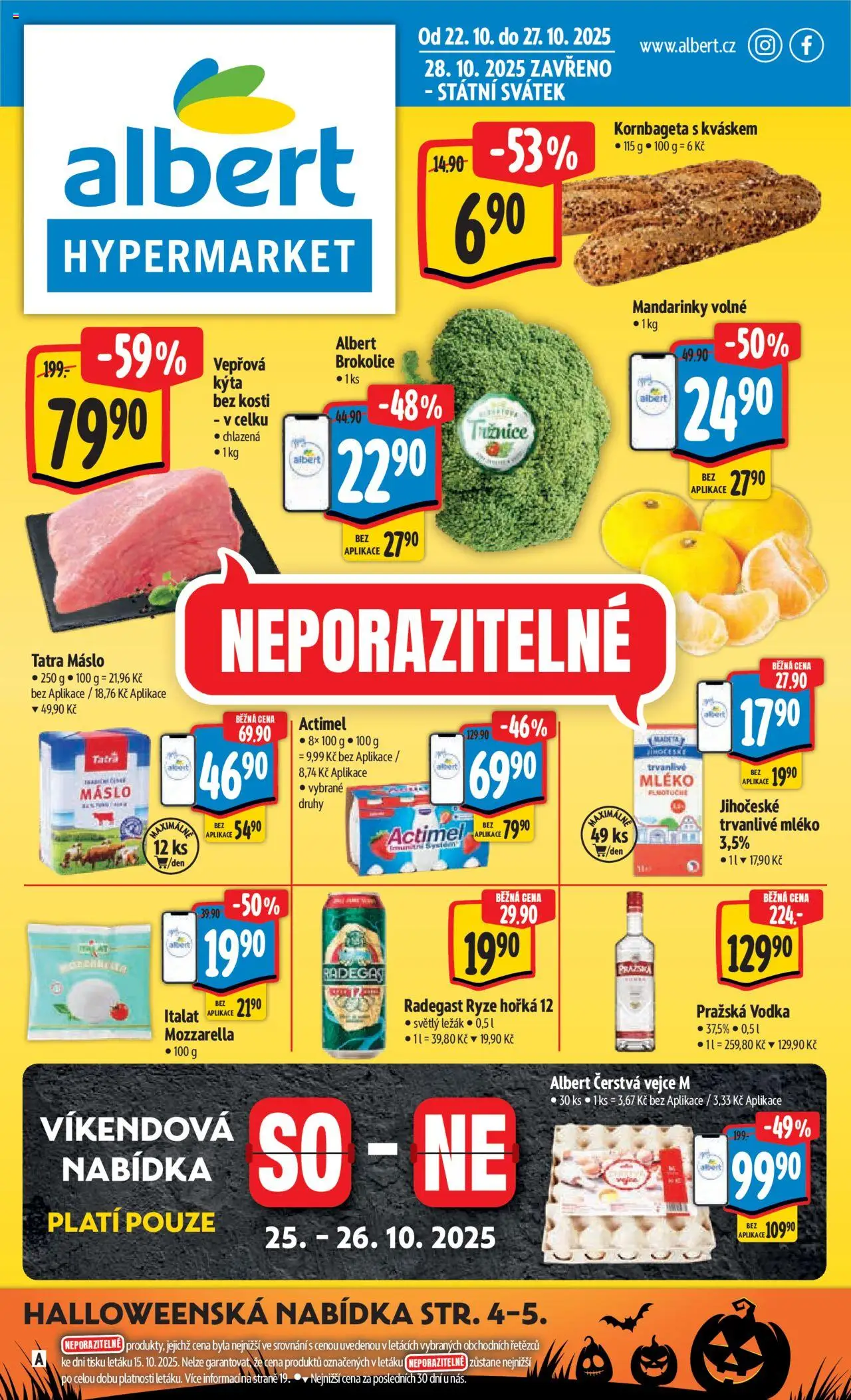 Albert leták - Hypermarket od 22.10.2025 | Strana: 1 | Produkty: Rýže, Mandarinky, Kornbageta, Actimel