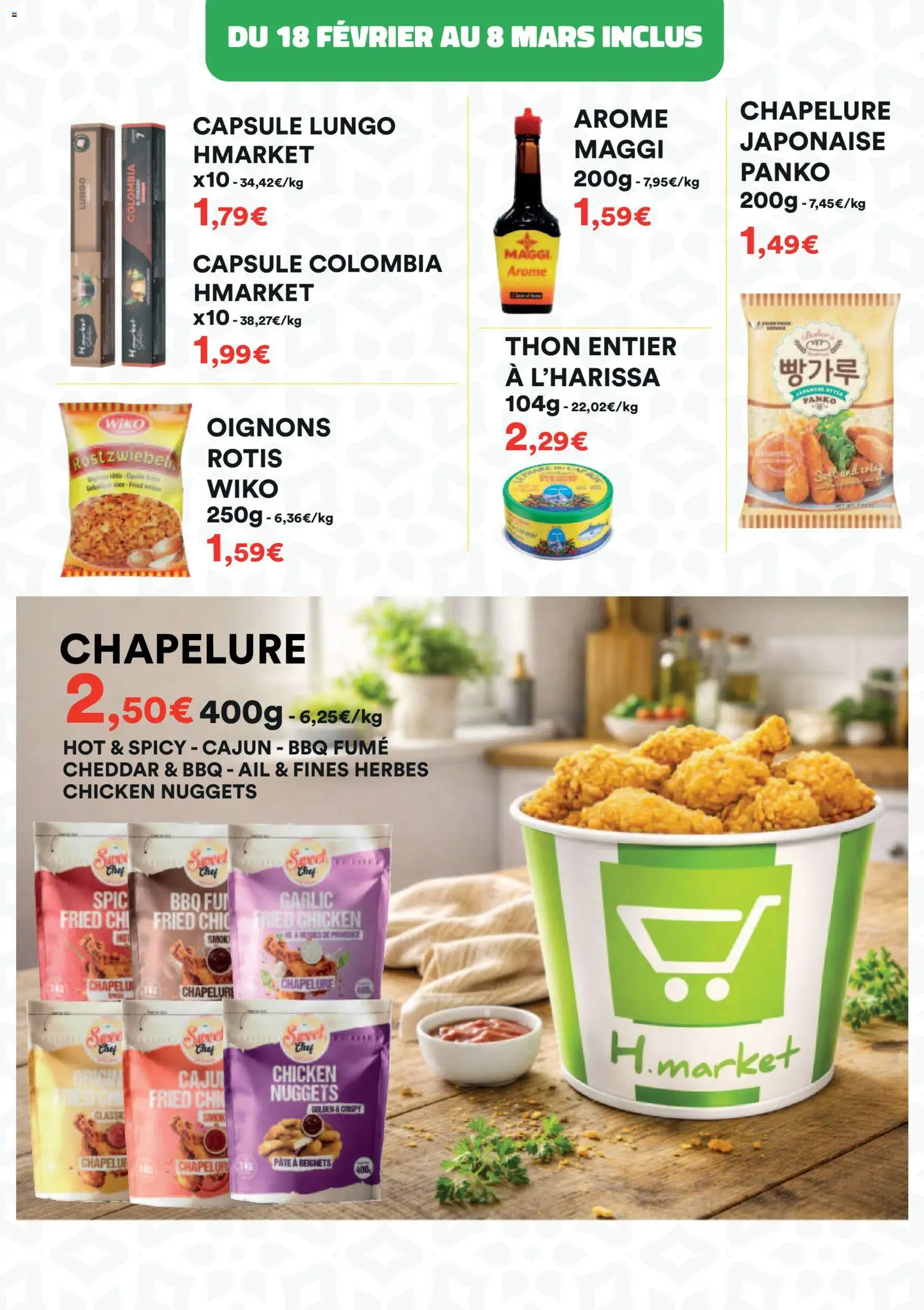 {H1} | Page: 7 | Produits: Thon, Oignons, Cheddar, Chapelure