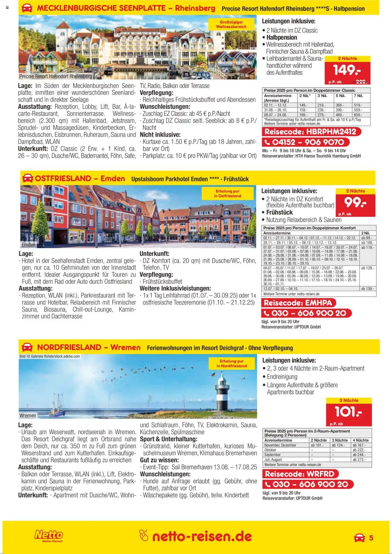 Netto Reisen Prospekt 	 - gültig ab dem 01.07.2025 | Seite: 5 | Produkte: Kamin, Uhr, TV